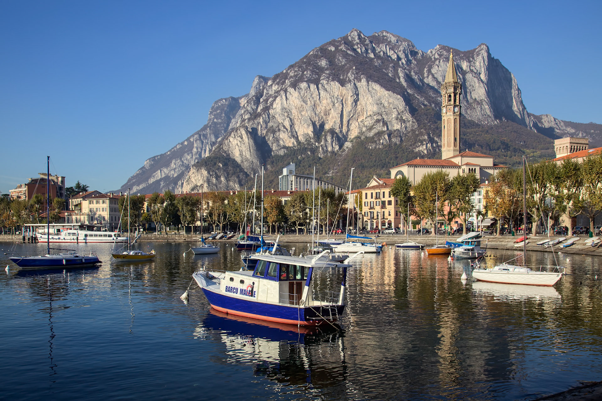 Boats at Lake Como Lecco Italy