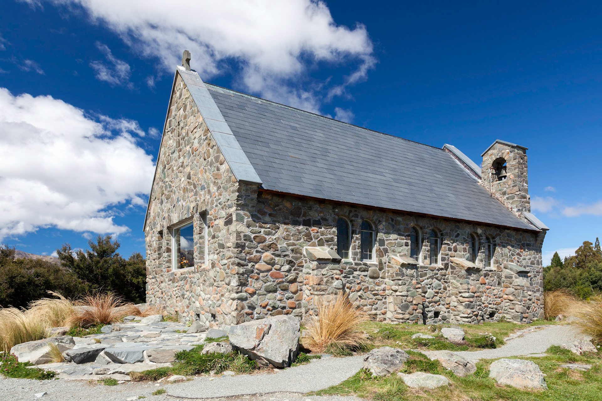 LAKE TEKAPO, MACKENZIE REGION, NEW ZEALAND - FEBRUARY 23 : Church of the Good Shepherd at Lake Tekapo in  New Zealand on February 23, 2012