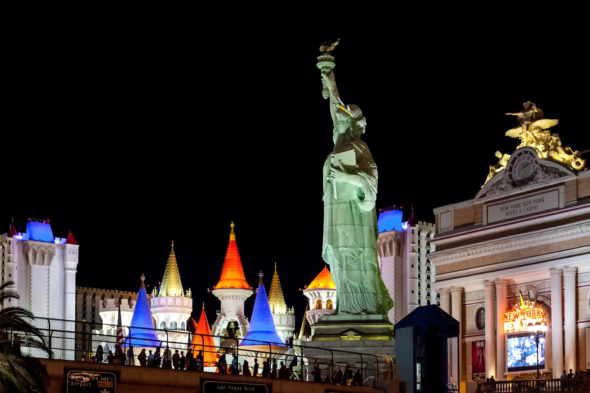 Replica Statue of Liberty at Night in Las Vegas
