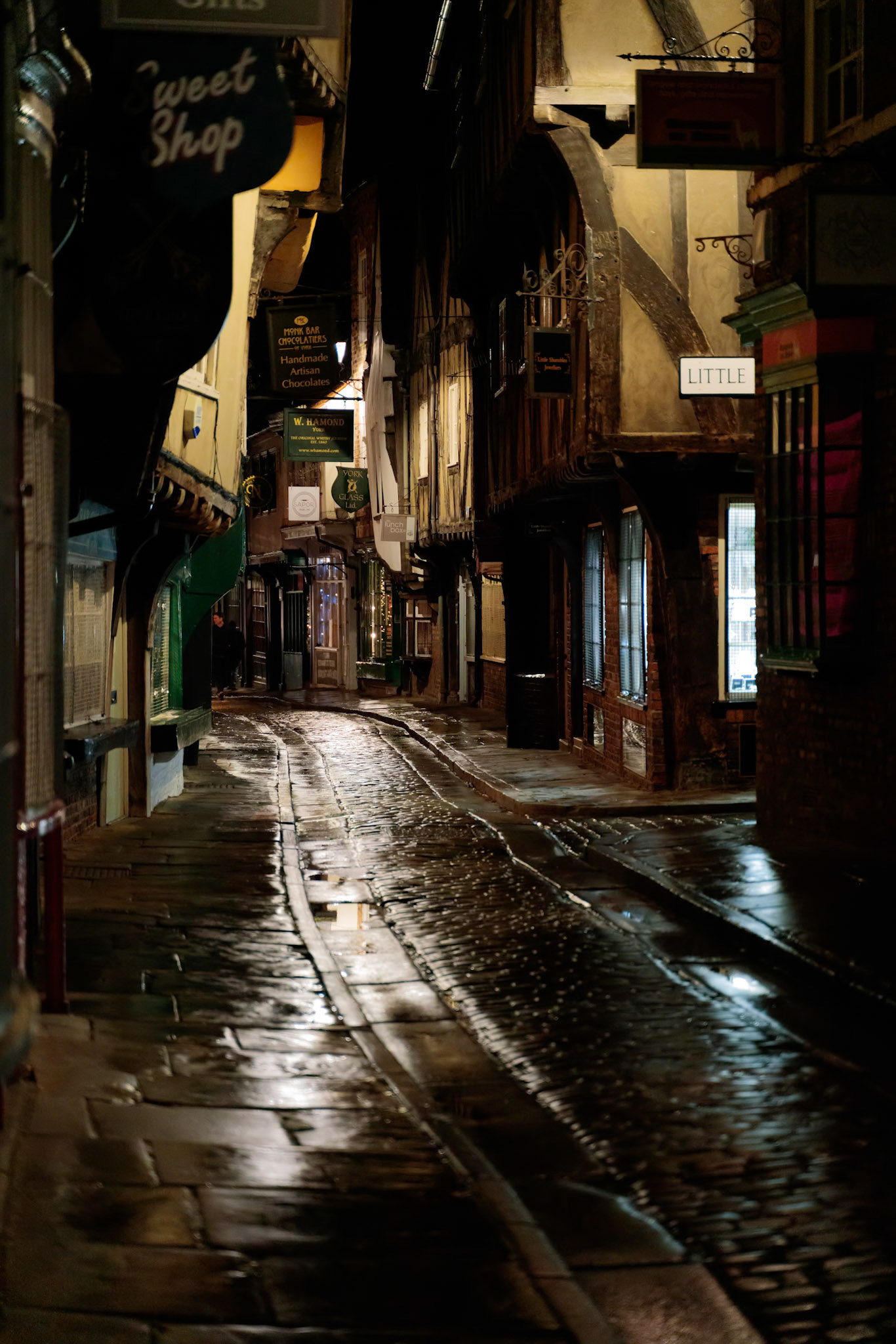 YORK, NORTH YORKSHIRE/UK - FEBRUARY 19 : View of buildings and architecture in the Shambles area of  York, North Yorkshire on February 19, 2020. Two unidentified people