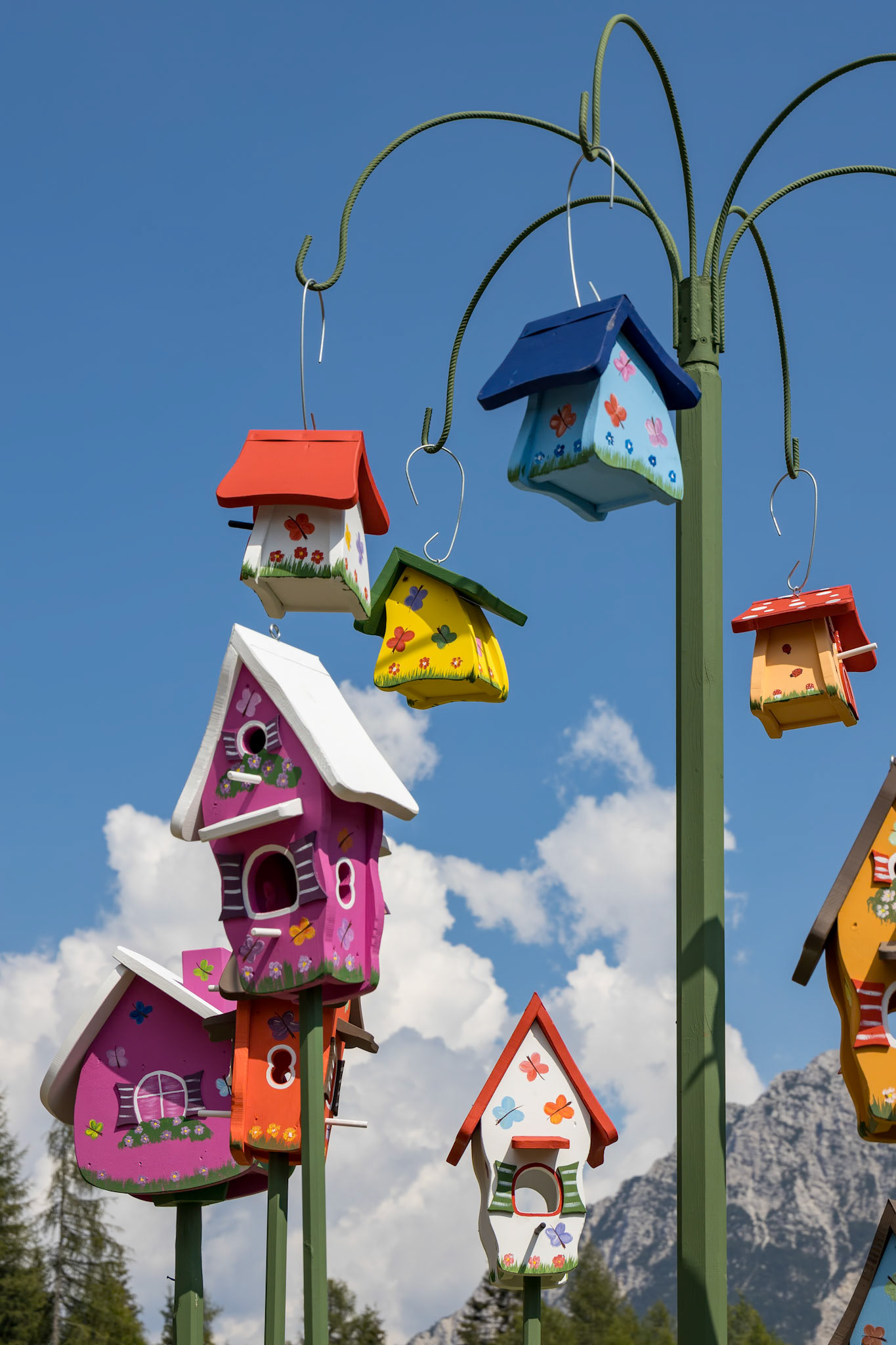 STAULANZA PASS, VENETO/ITALY - AUGUST 10 : Bird houses for sale at Staulanza, Veneto, Italy on August 10, 2020