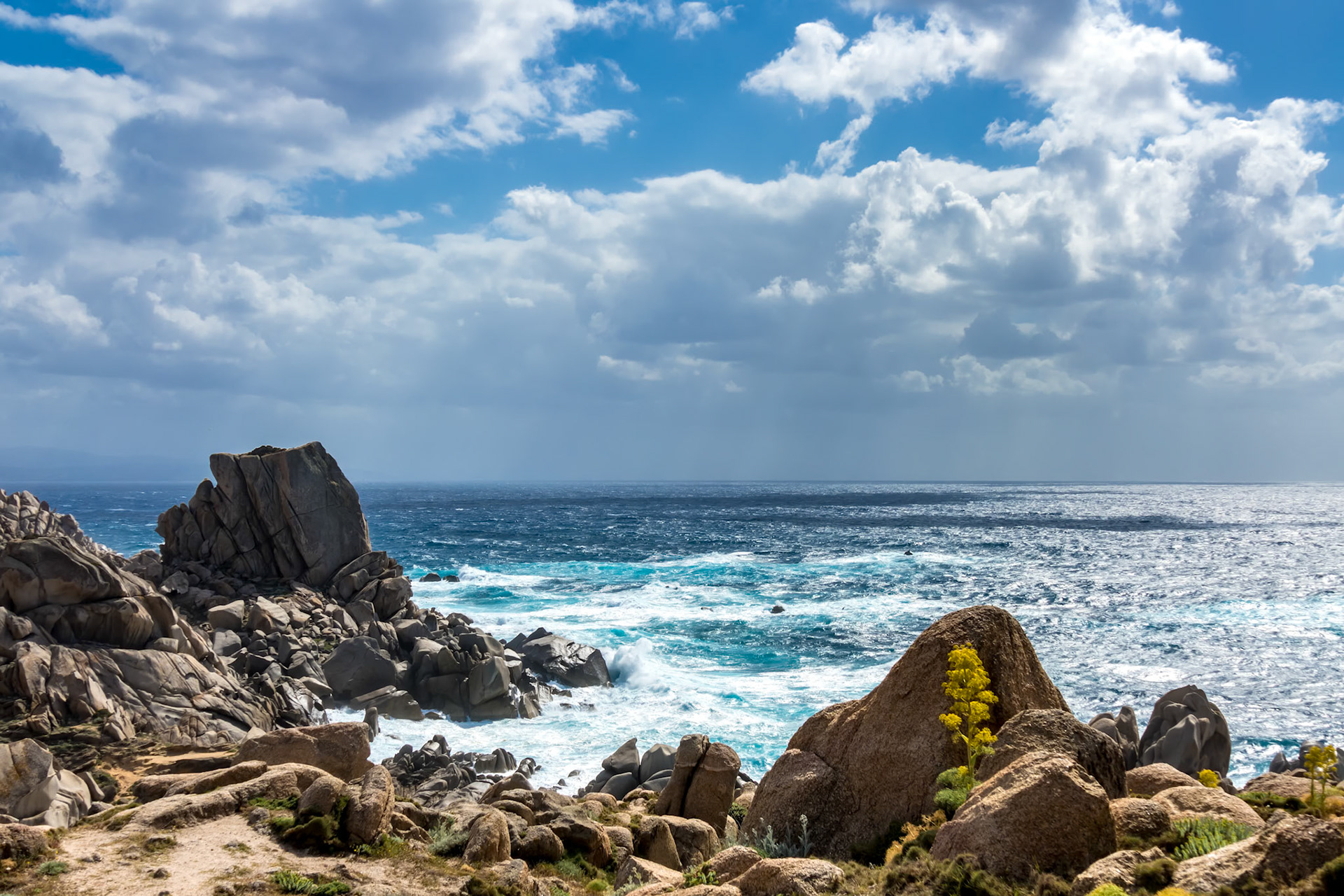 Waves Pounding the Coastline at Capo Testa Sardinia