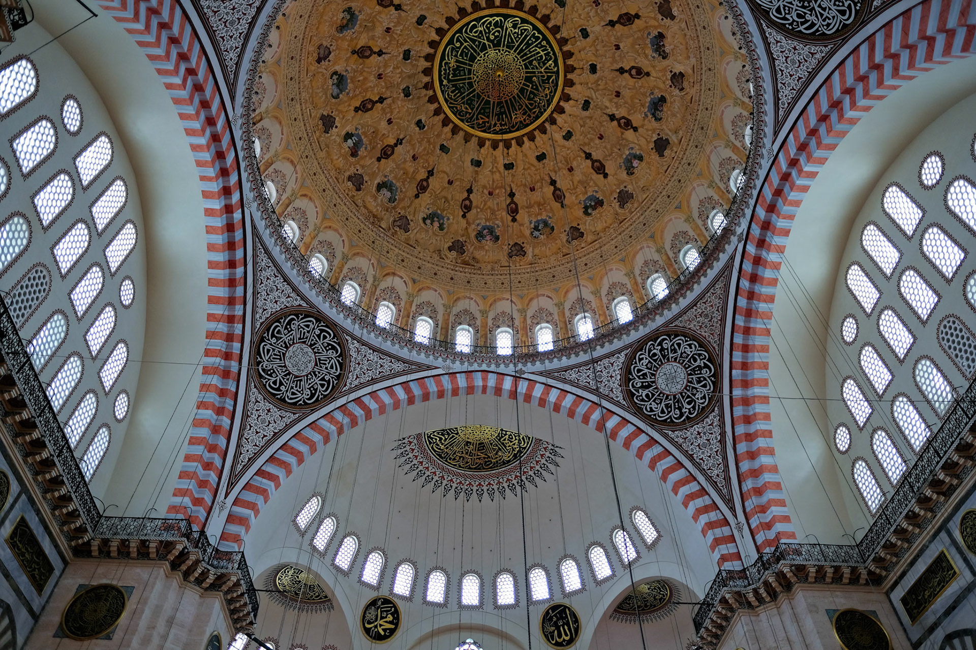 ISTANBUL, TURKEY - MAY 28 : Interior view of the Suleymaniye Mosque in Istanbul Turkey on May 28, 2018
