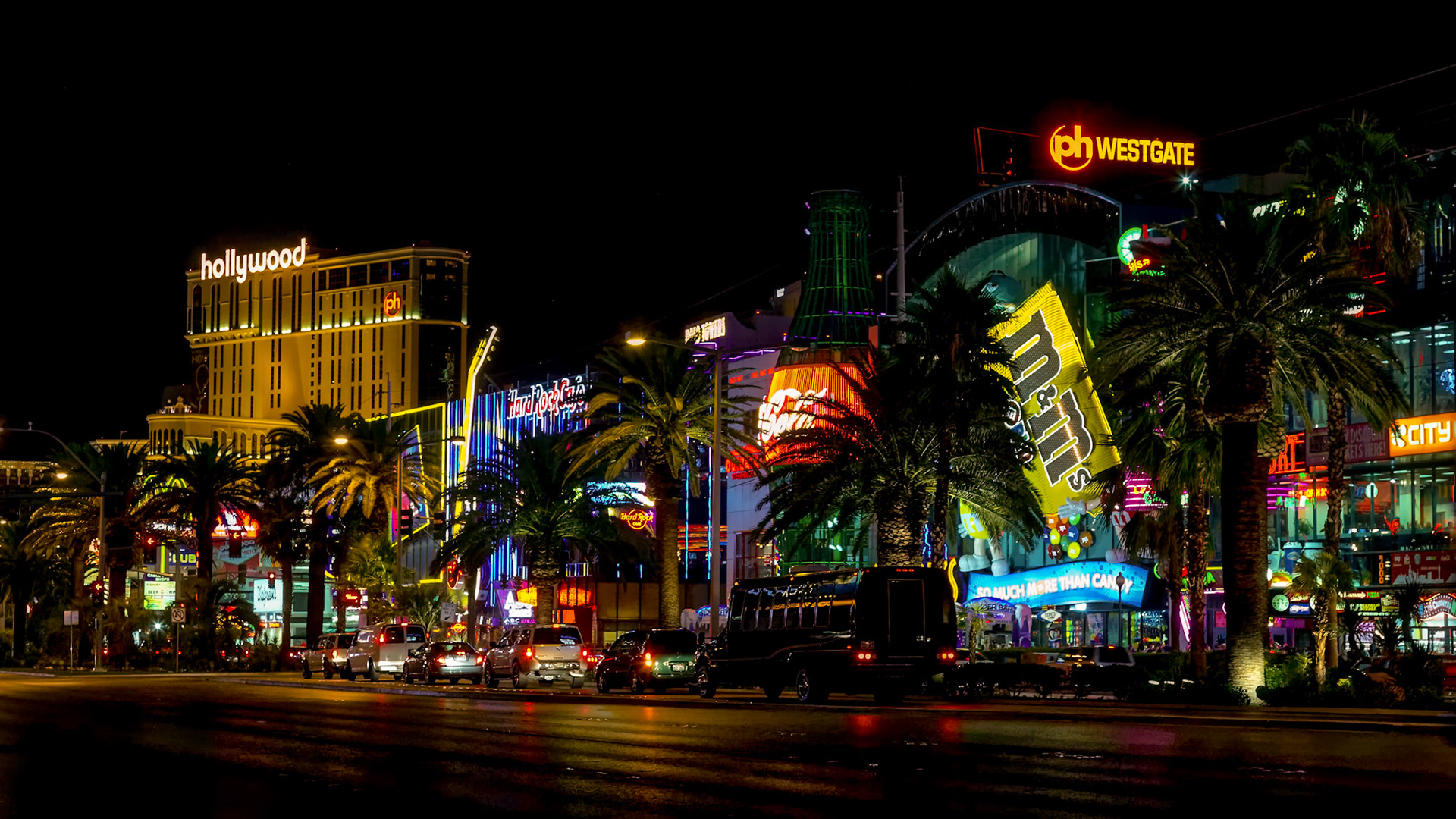 Night Scene along the Strip in Las Vegas