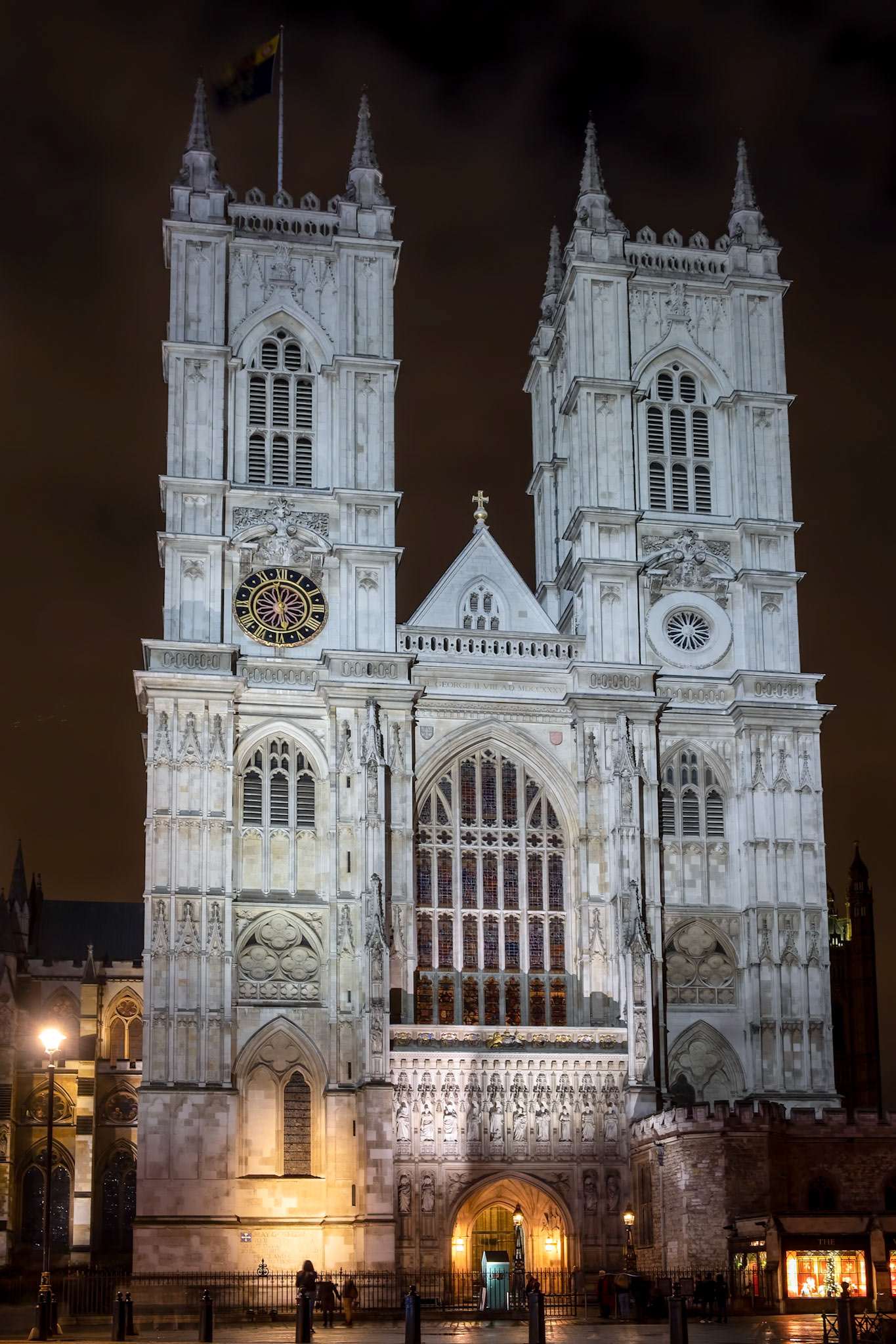 View of Westminster Abbey at Nighttime