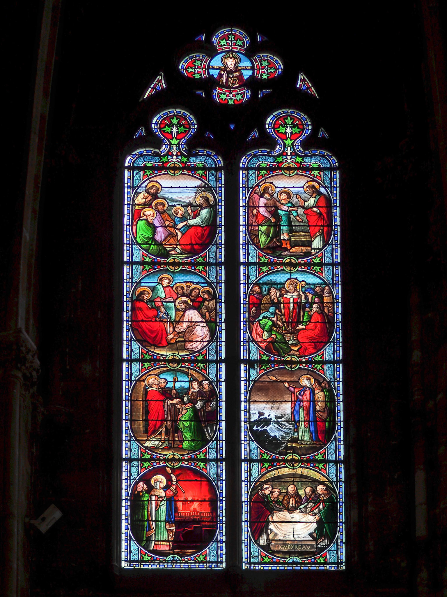 Stained Glass Window in the Basilica St Seurin in Bordeaux