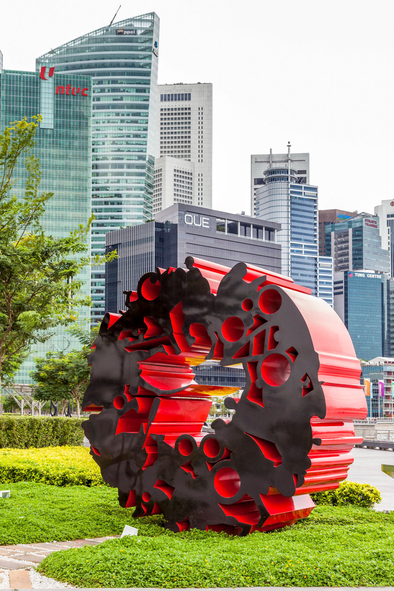 View of Skyscrapers and Modern Art in Singapore