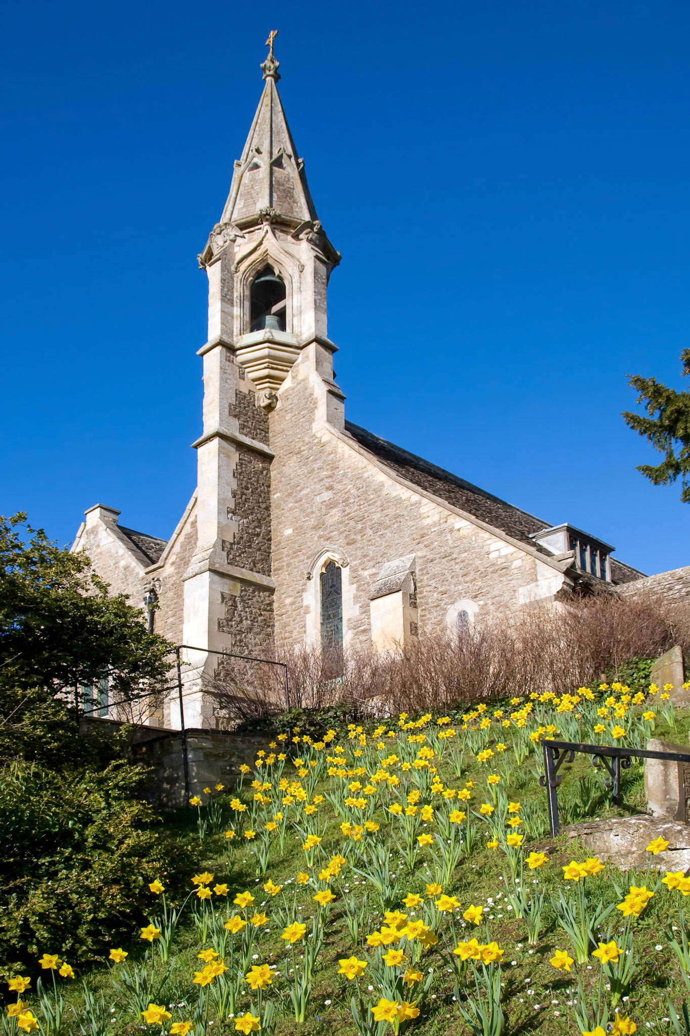 View of Clifton Hampden Church on a Sunny Spring Day