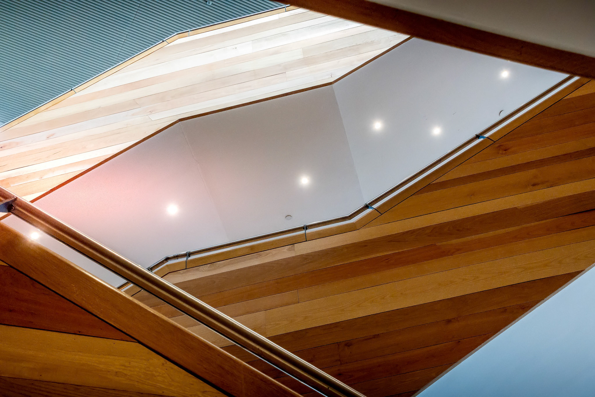 CARDIFF, UK - JULY 7 : Interior view of the staircases in the Millennium Theatre in Cardiff on July 7, 2019