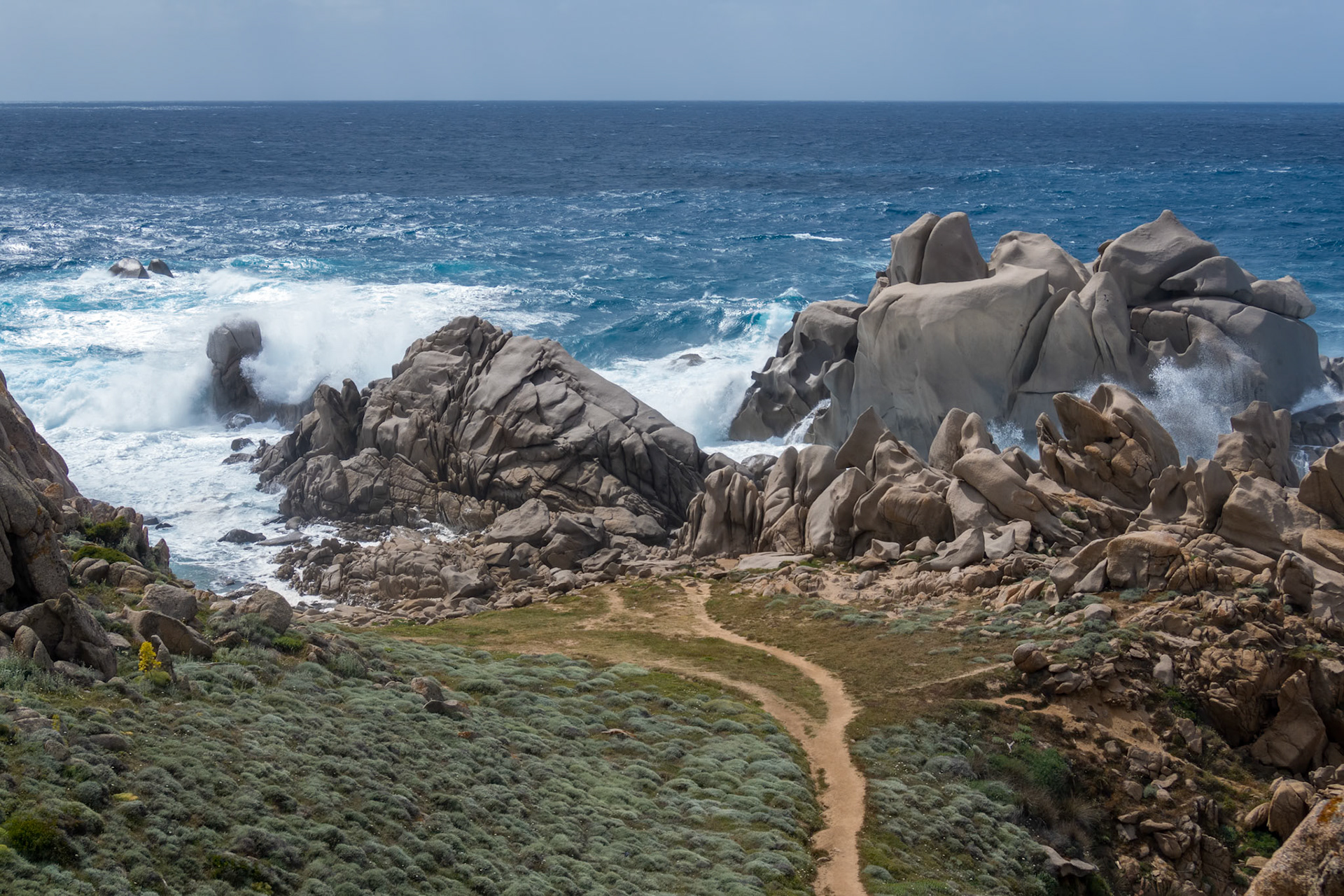 Waves Pounding the Coastline at Capo Testa Sardinia