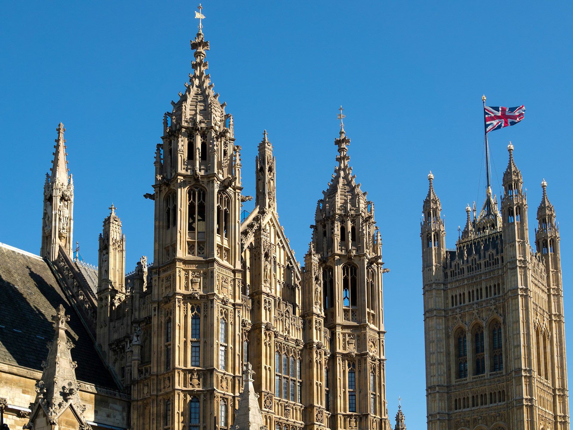 View of the Sunlit Houses of Parliament