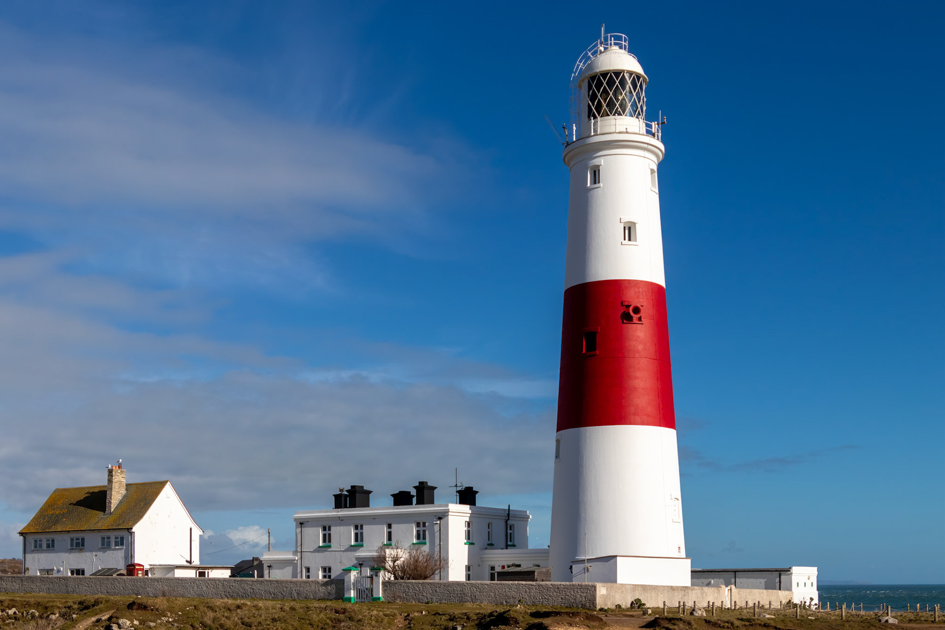 PORTLAND BILL, DORSET/UK - FEBRUARY 16  : View of Portland Bill Lighthouse on the Isle of Portland in Dorset UK on February 16, 2018