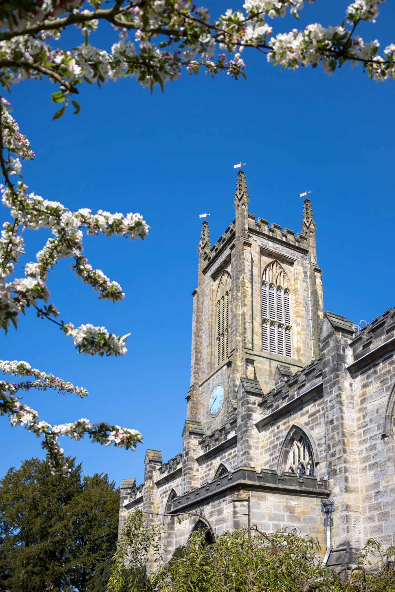 EAST GRINSTEAD, WEST SUSSEX/UK - APRIL 20 : View of St Swithun's Church in East Grinstead West Sussex on April 20, 2020