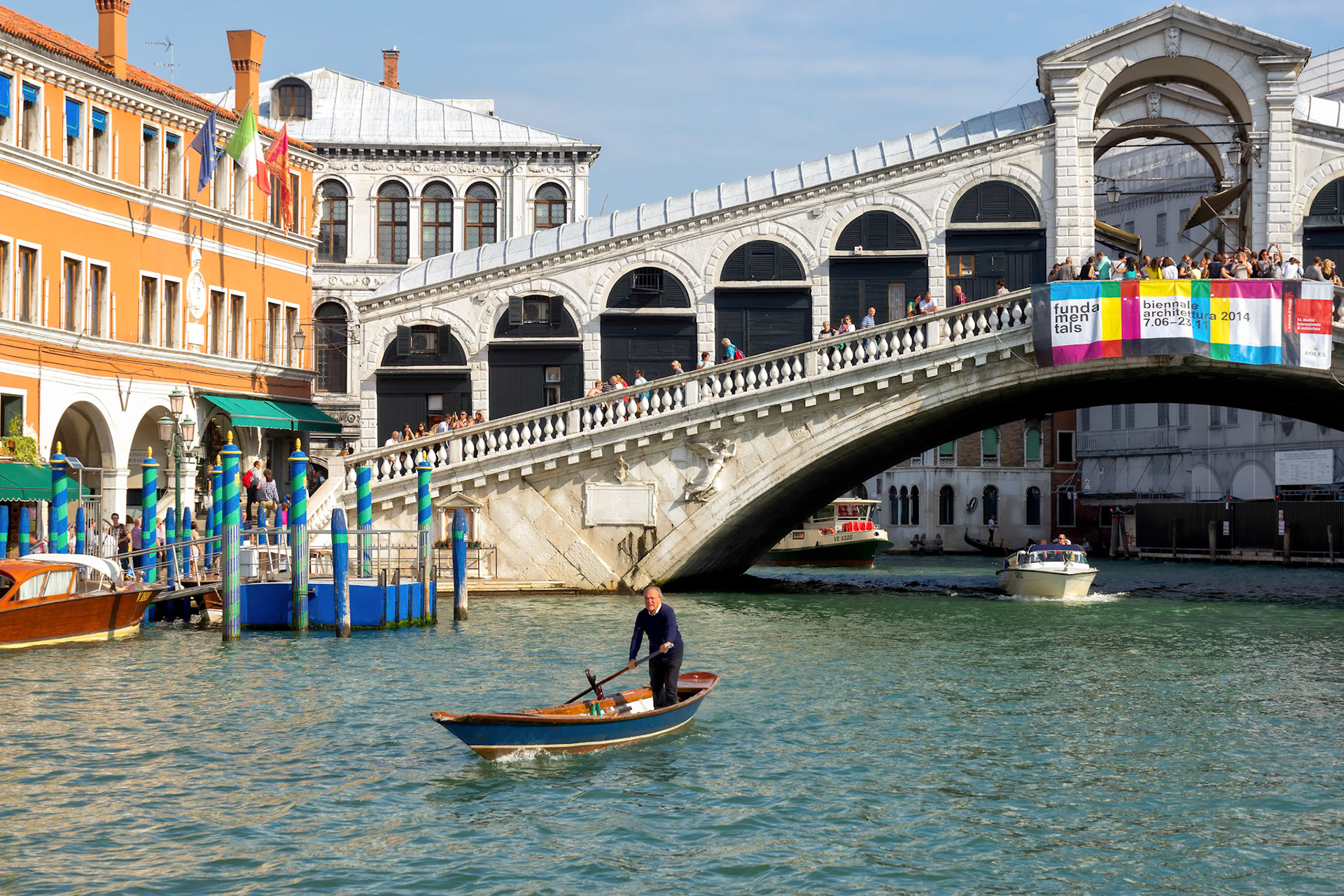 Boats Cruising down the Grand Canal in Venice
