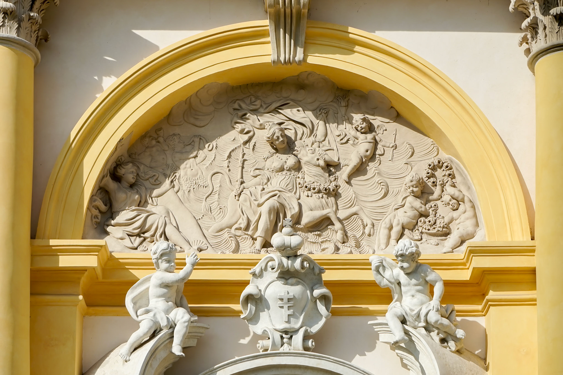 Stucco panel above a door in the Wilanow Palace in Warsaw Poland