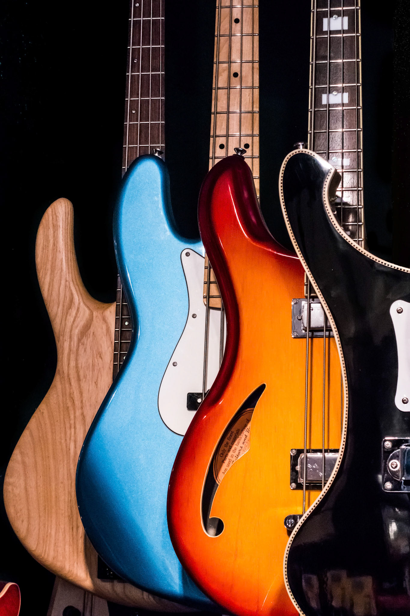Electric Guitars on Display in a Music Shop