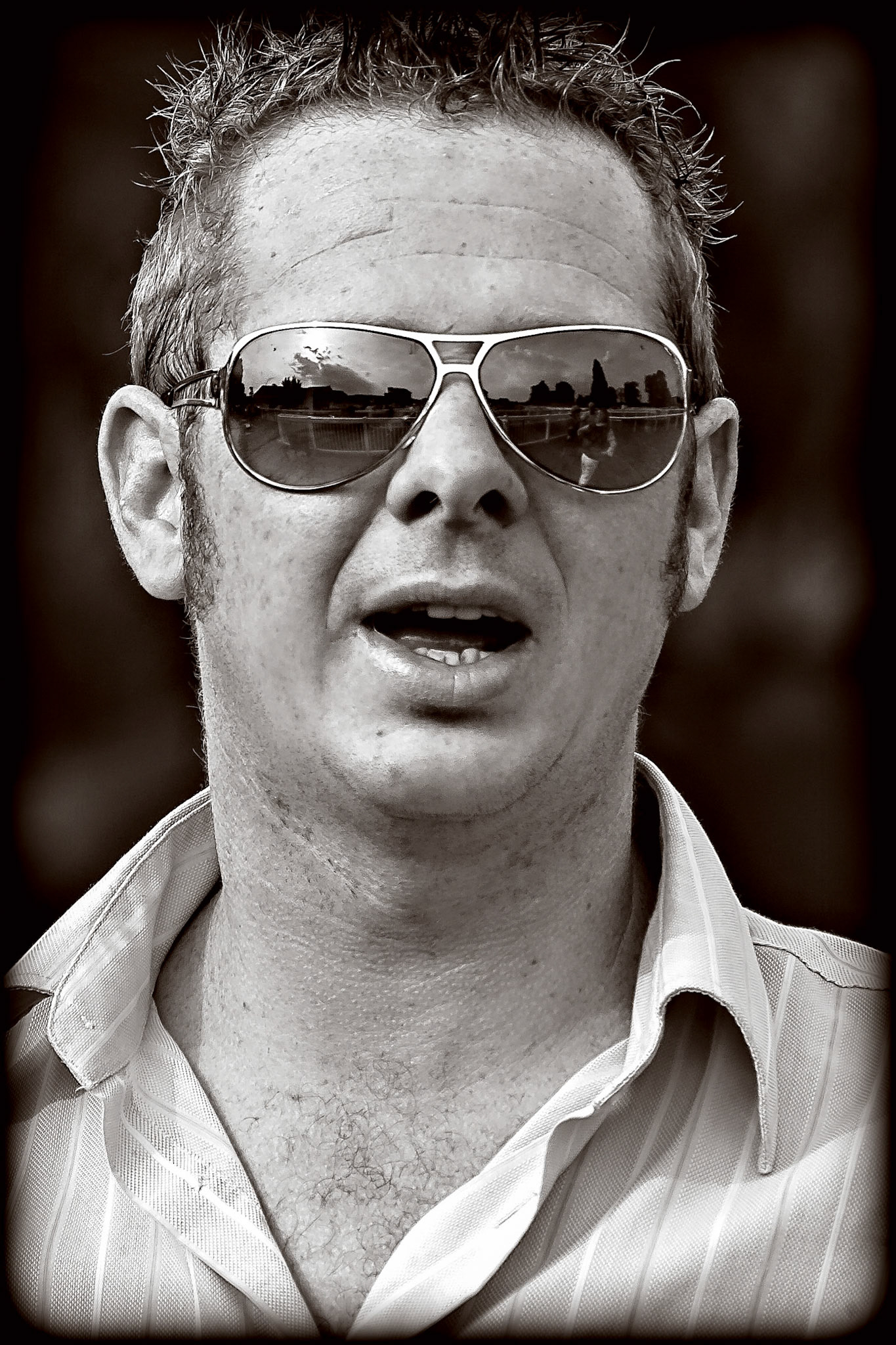 Portrait of Andy Irvine of Shovelstrode Stud Farm at Lingfield Racecourse