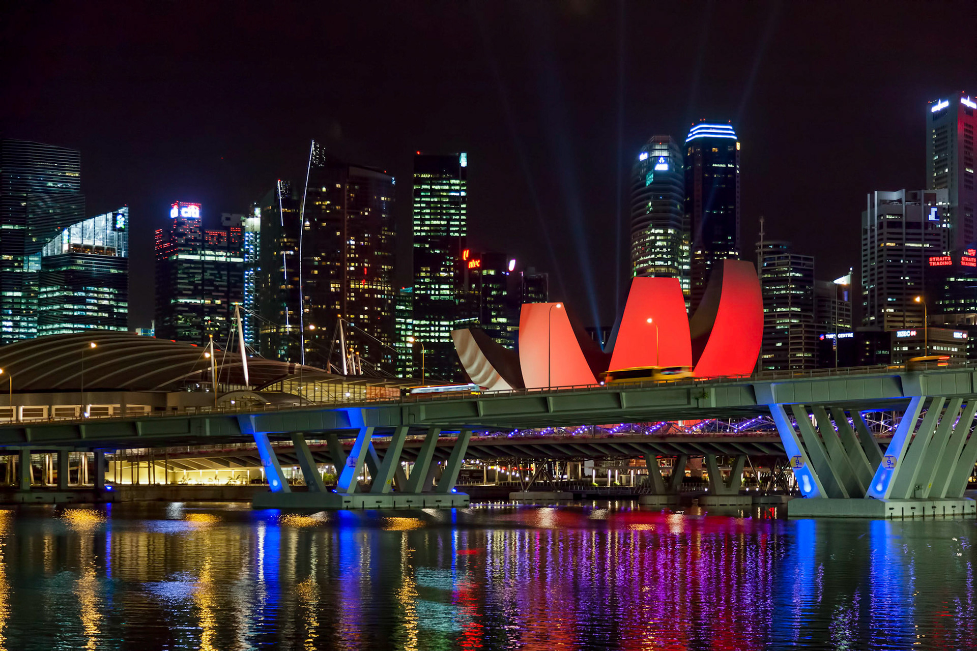 Singapore Skyline Illuminated at Night