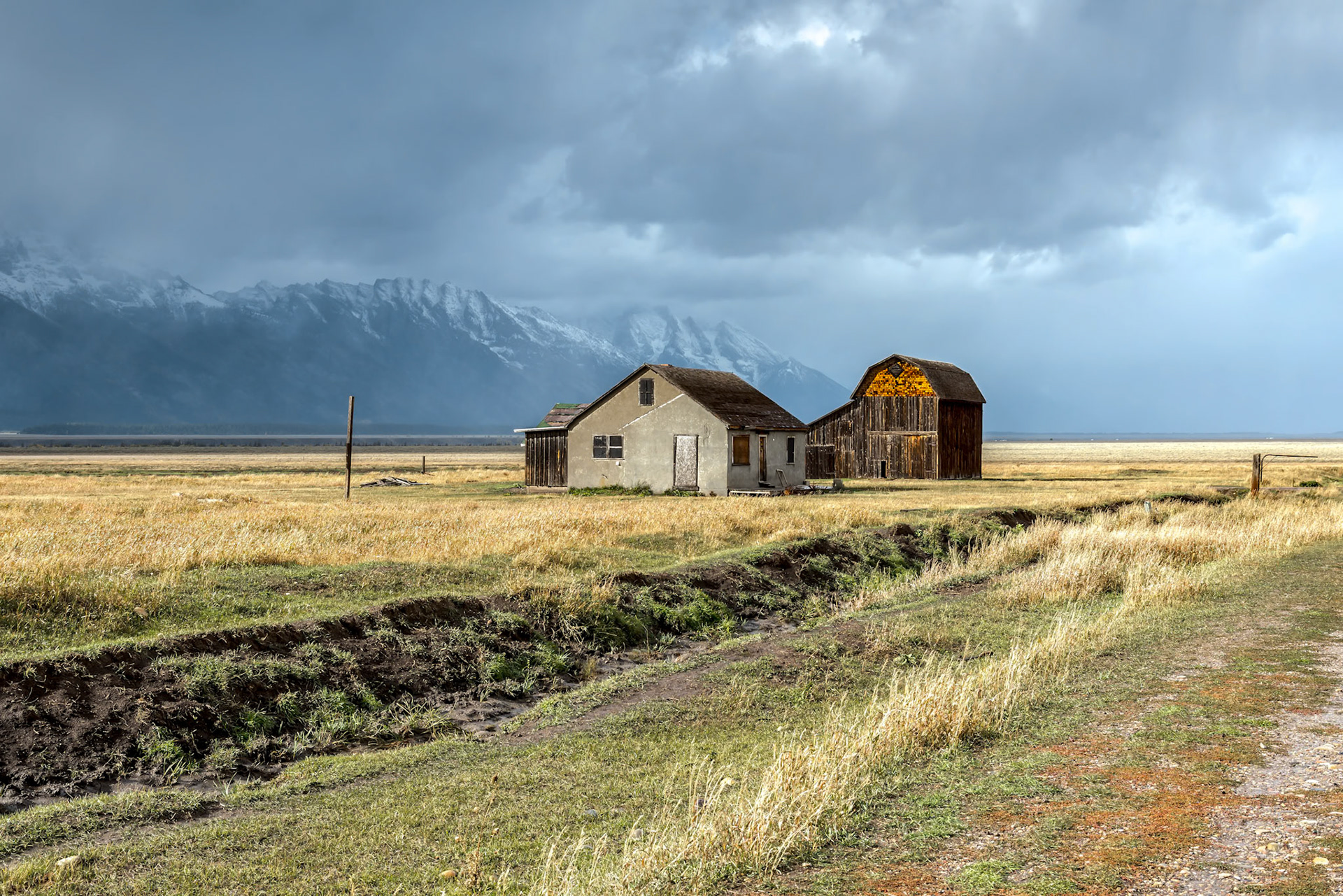 View of Mormon Row near Jackson Wyoming
