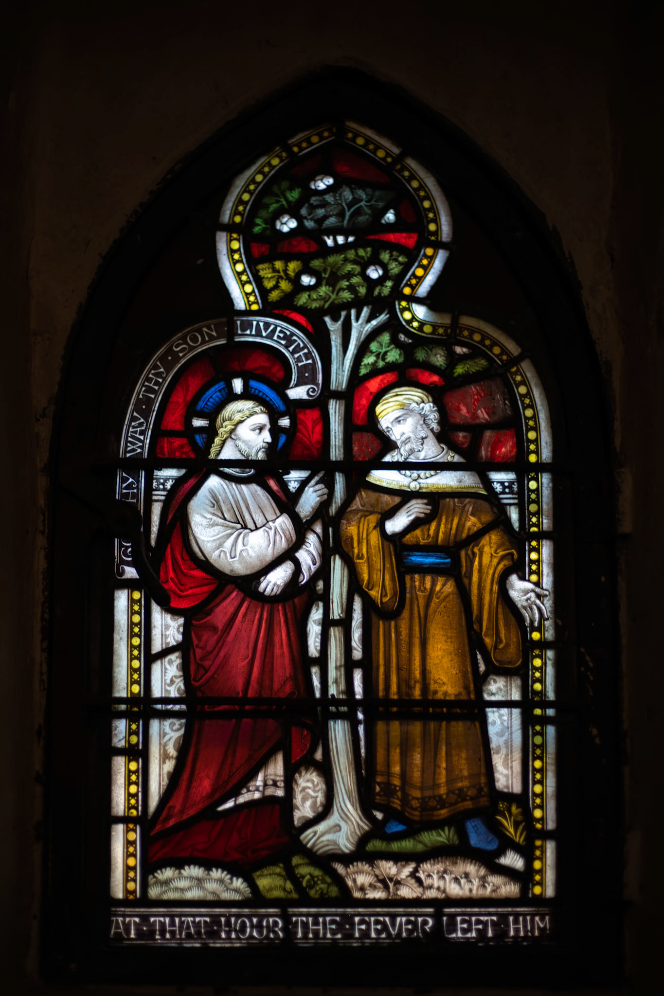 ROCHESTER, KENT/UK - MARCH 24 : View of stained glass windows in the Cathedral at Rochester on March 24, 2019