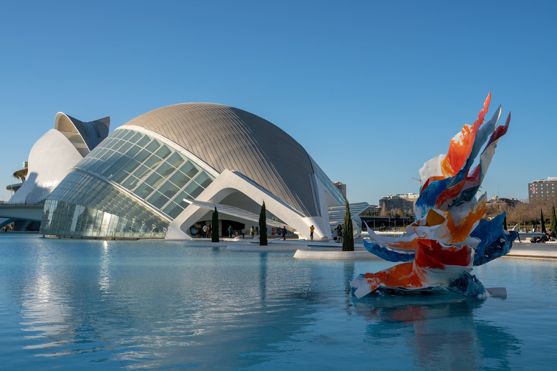 VALENCIA, SPAIN - FEBRUARY 25 : Imax Cinema in the City of Arts and Sciences in Valencia Spain on February 25, 2019. Unidentified people