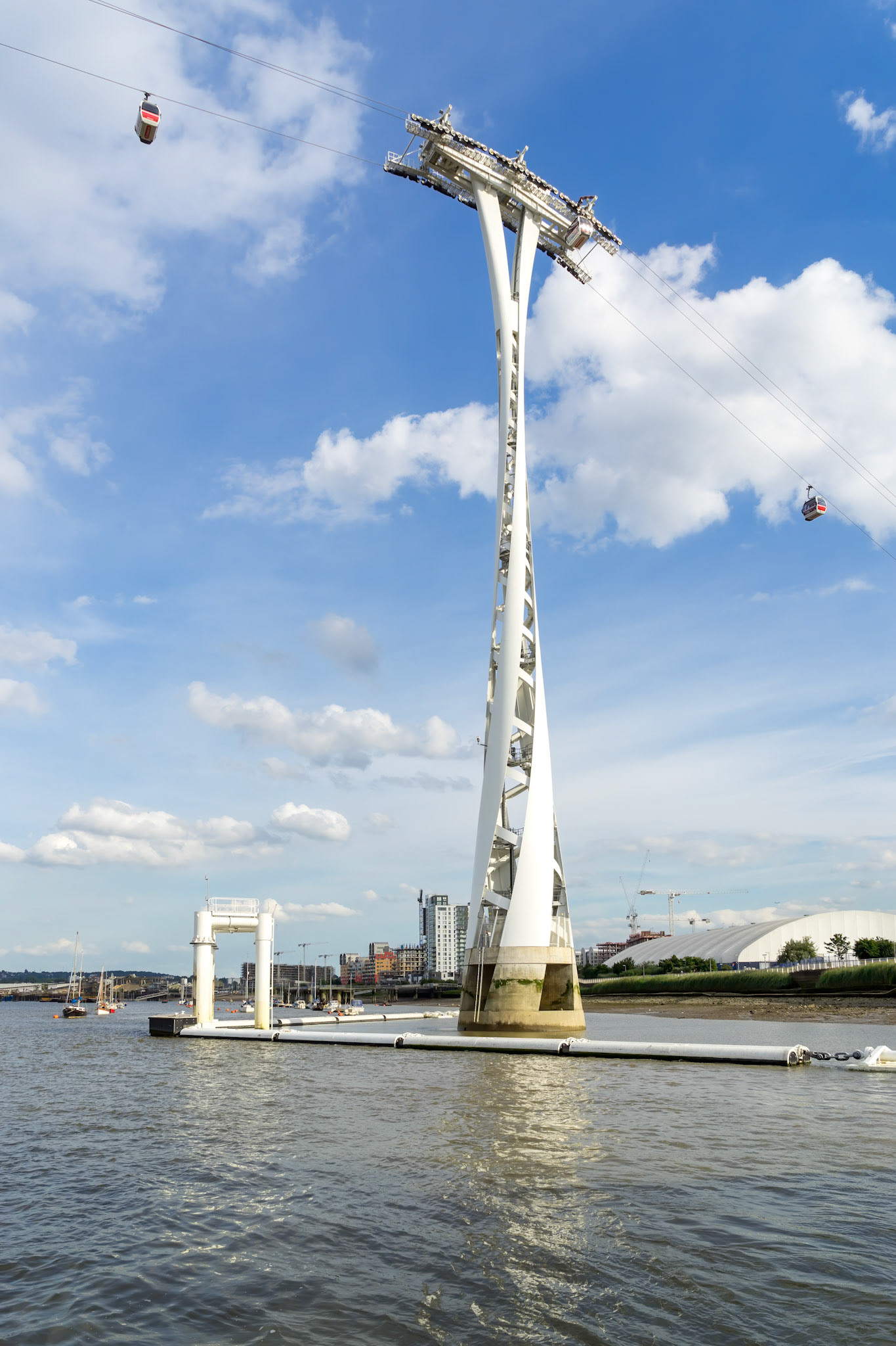 View of the London cable car over the River Thames