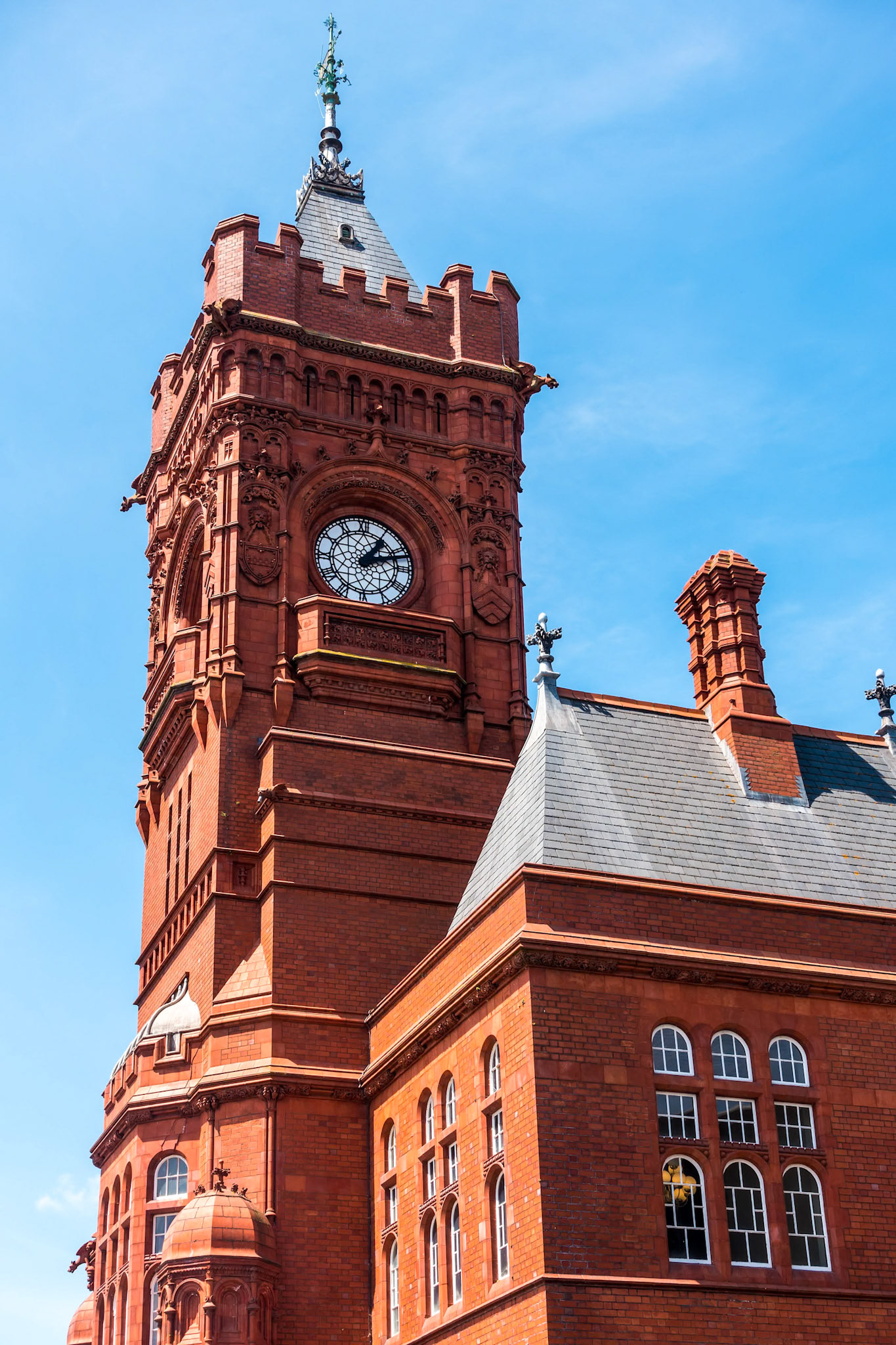 CARDIFF/UK - JULY 7 : Close up view of the Pierhead Building in Cardiff on July 7, 2019