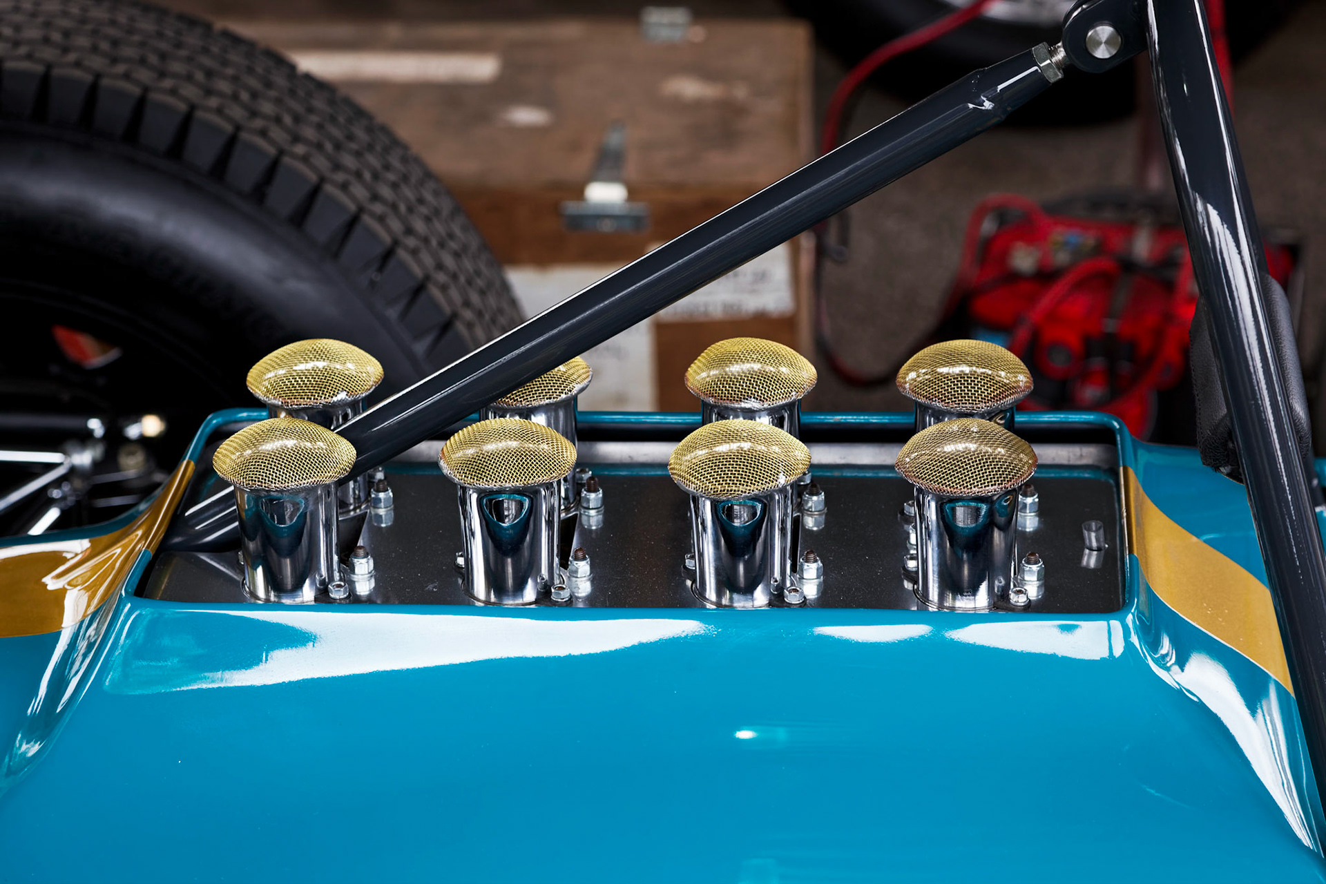 Close-up of Part of the Engine of a Vintage Racing Car