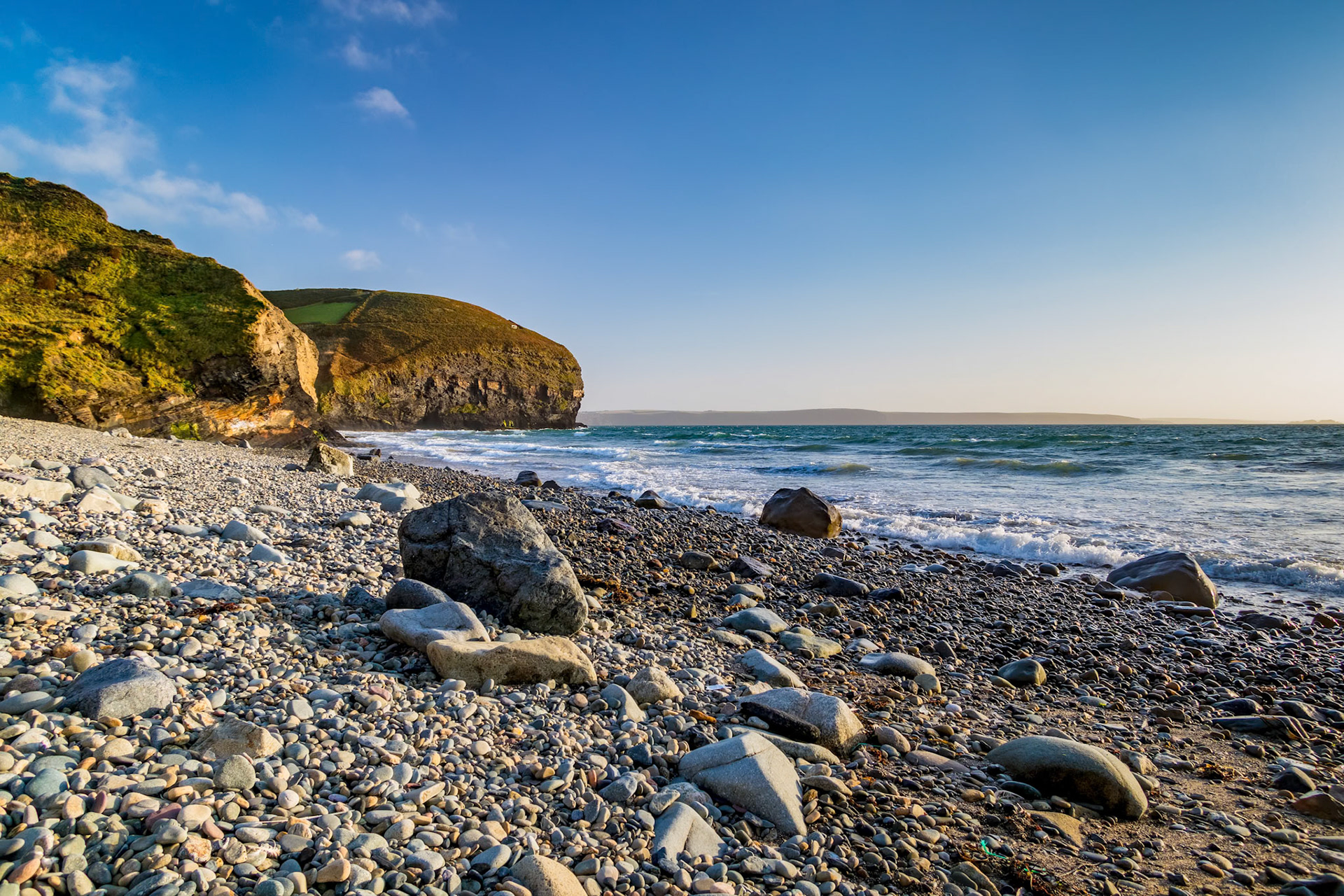 View of the beach at Druidston Haven in Pembrokeshire