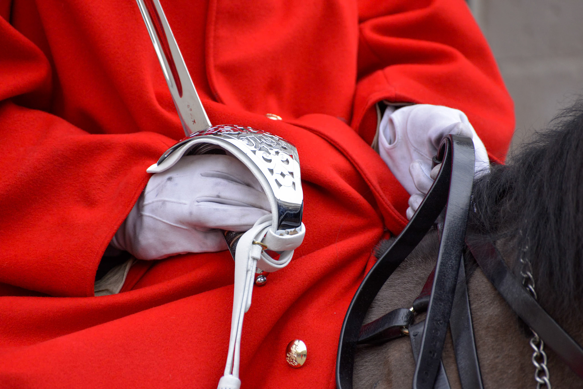 Lifeguard of the Queens Household Cavalry on duty in London