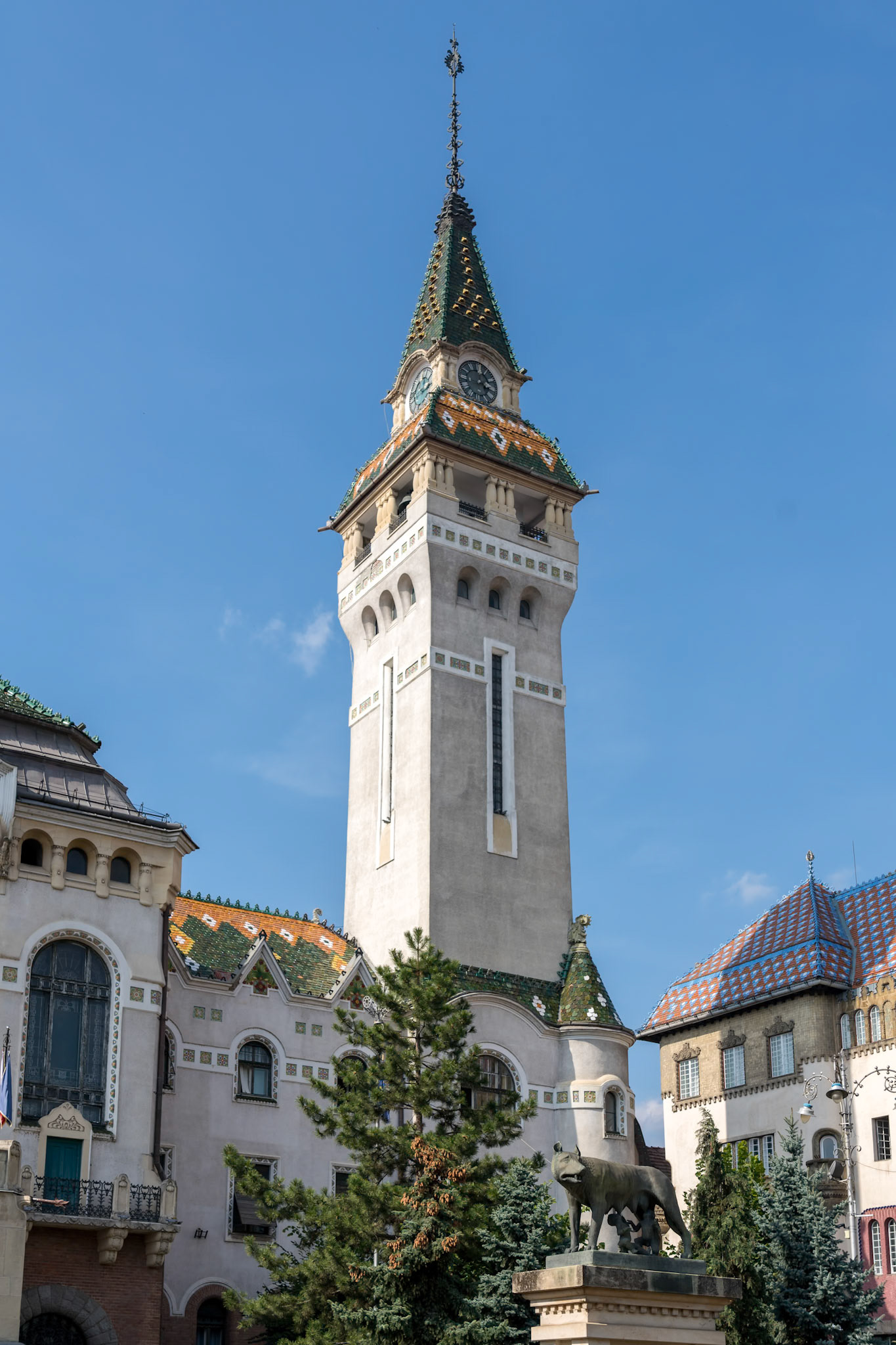 TARGU MURES, TRANSYLVANIA/ROMANIA - SEPTEMBER 17 : The Prefecture Tower in Targu Mures Transylvania Romania on September 17, 2018