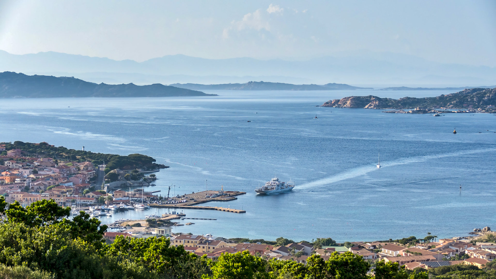 View down to Palau in Sardinia