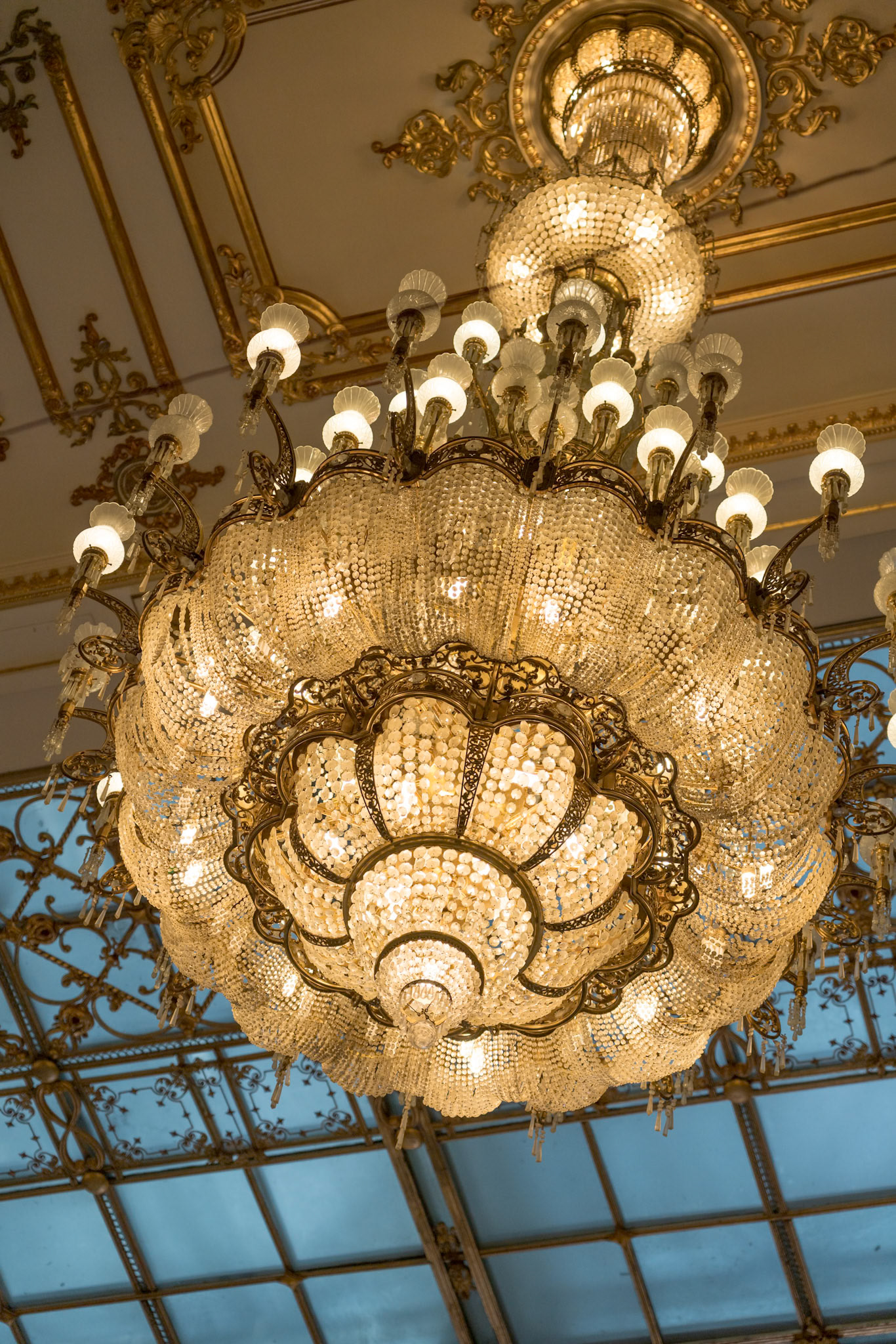 BUCHAREST/ROMANIA - SEPTEMBER 21 : Interior view of the Palace of the People building in Bucharest Romania on September 21, 2018