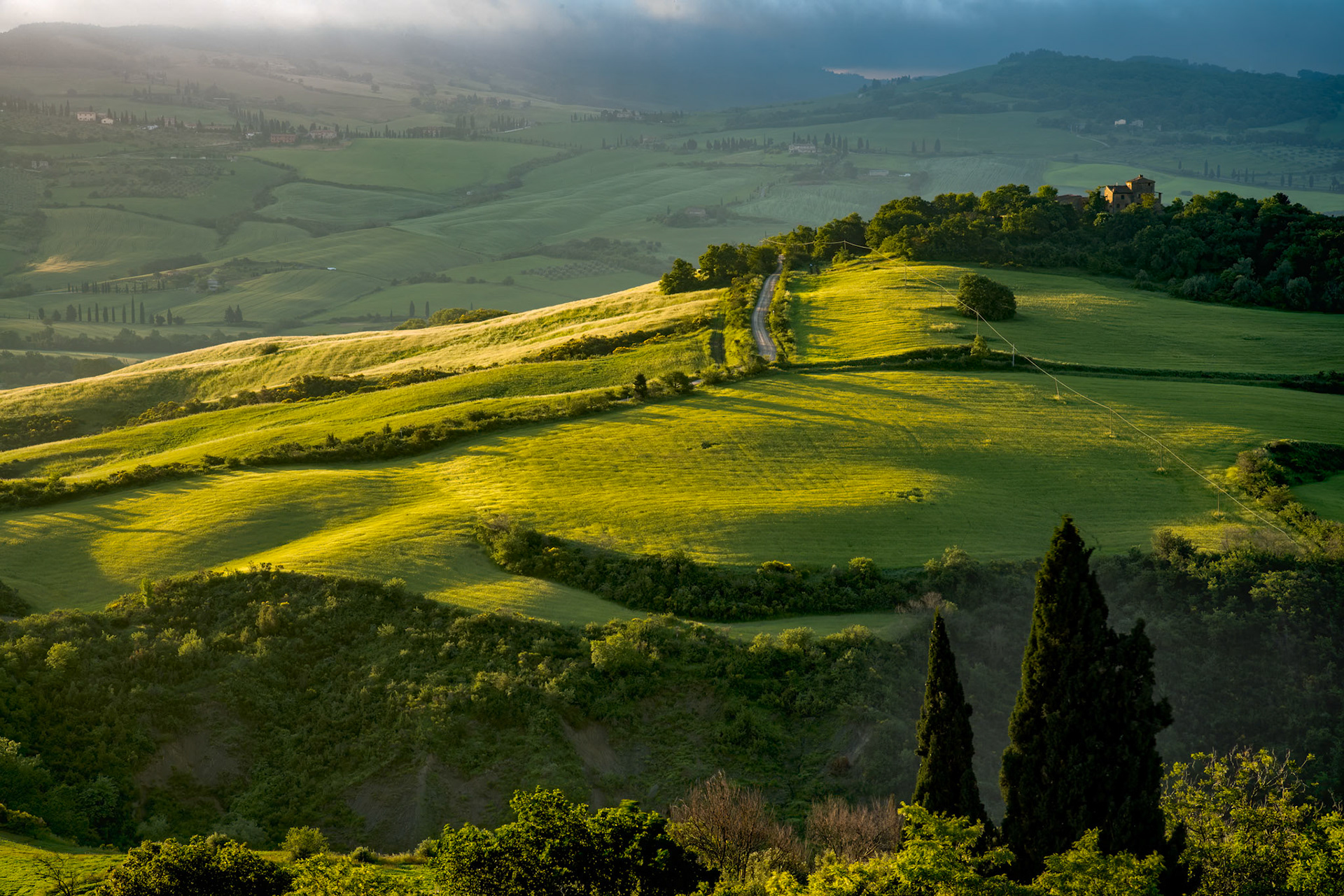 VAL D'ORCIA, TUSCANY, ITALY - MAY 18 : Storm approaching Val d'Orcia in Tuscany Italy on May 18, 2013