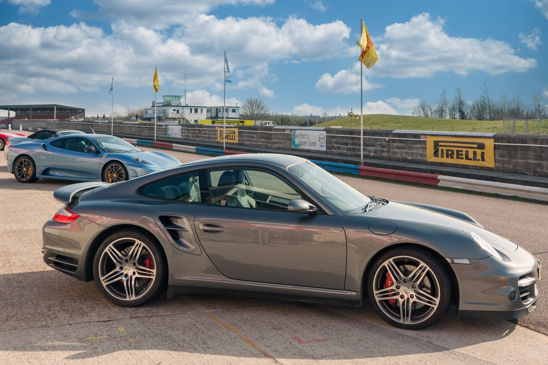 Side View of Porsche Sports Car at Thruxton Racing Circuit
