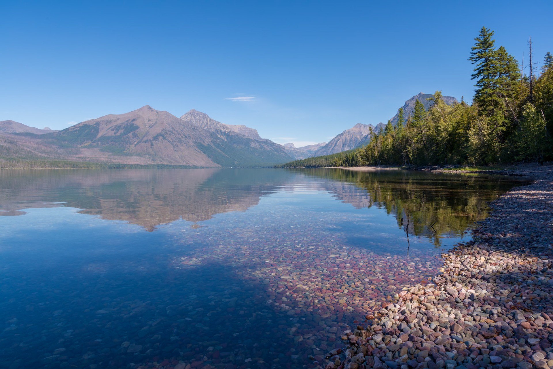 Colourful stones in Lake McDonald near Apgar in Montana