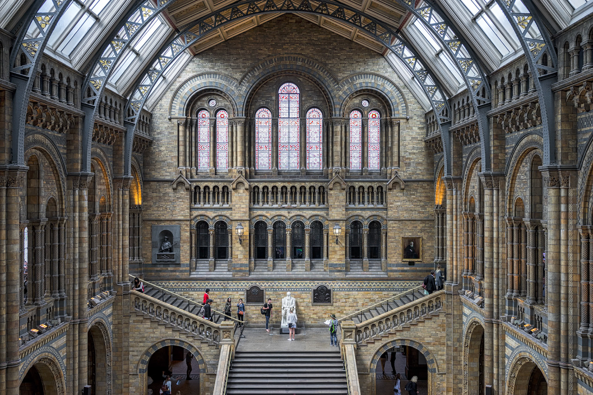 People on a Staircase in the National History Museum in London