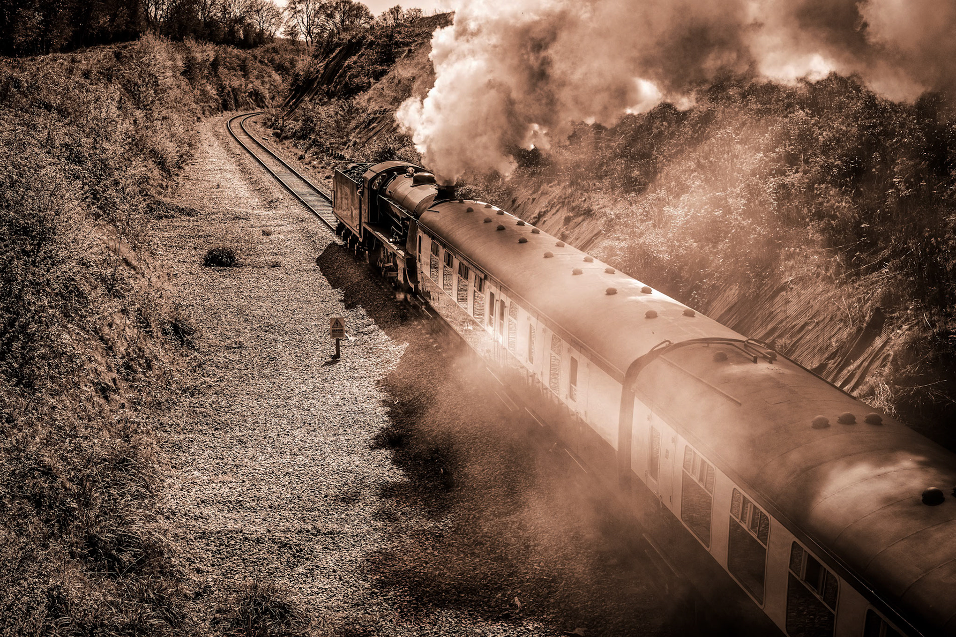 Steam Train on the Bluebell Railway Line in Sussex