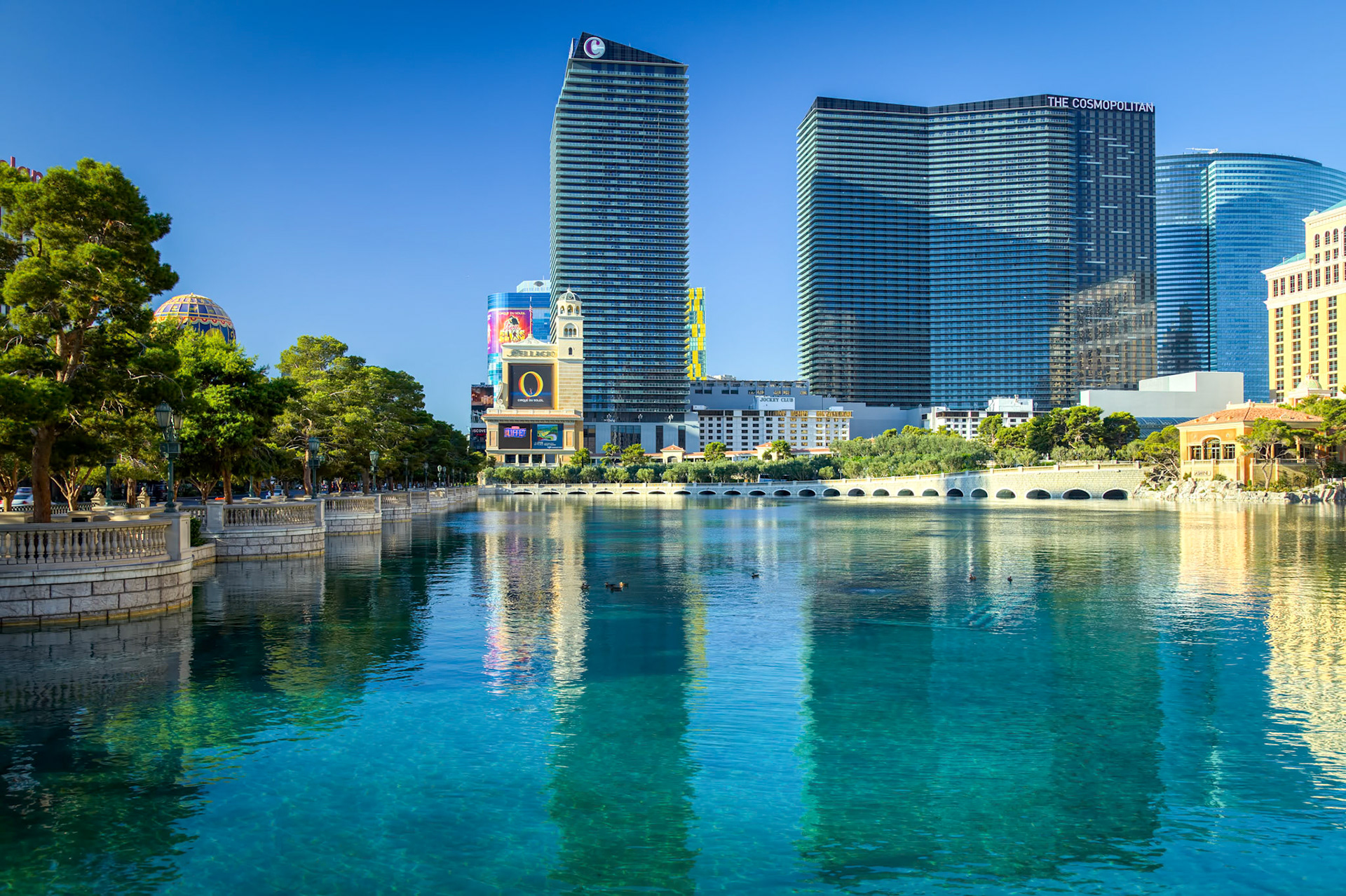 View across Bellagio Lake to Various Hotels and Casinos