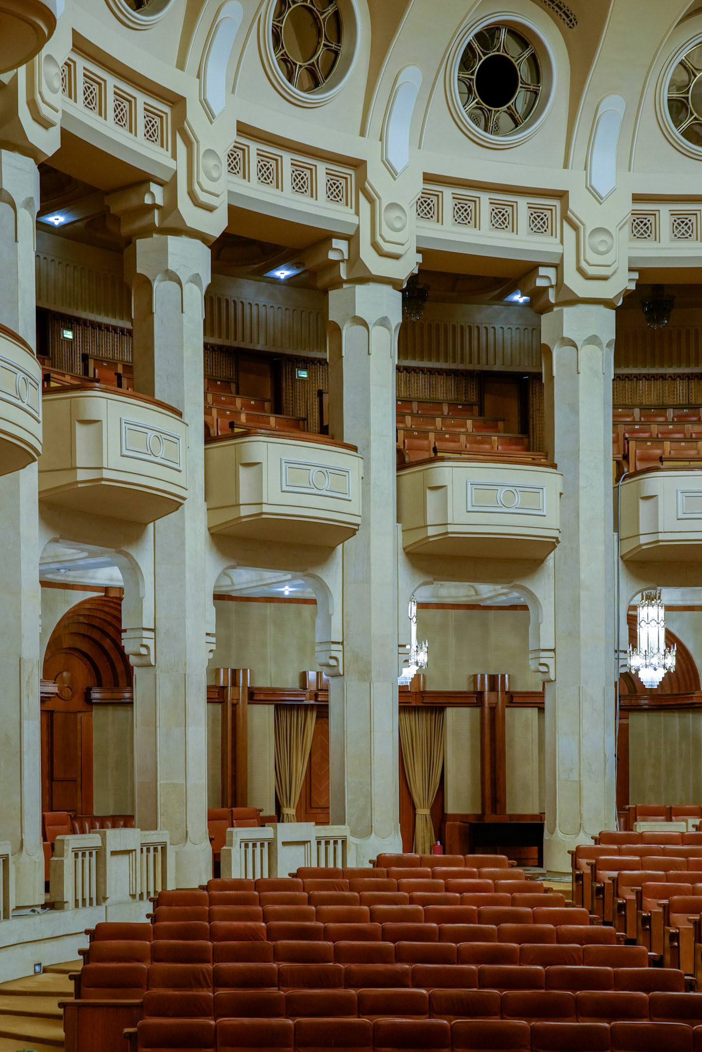 BUCHAREST/ROMANIA - SEPTEMBER 21 : Interior view of the Palace of the People building in Bucharest Romania on September 21, 2018