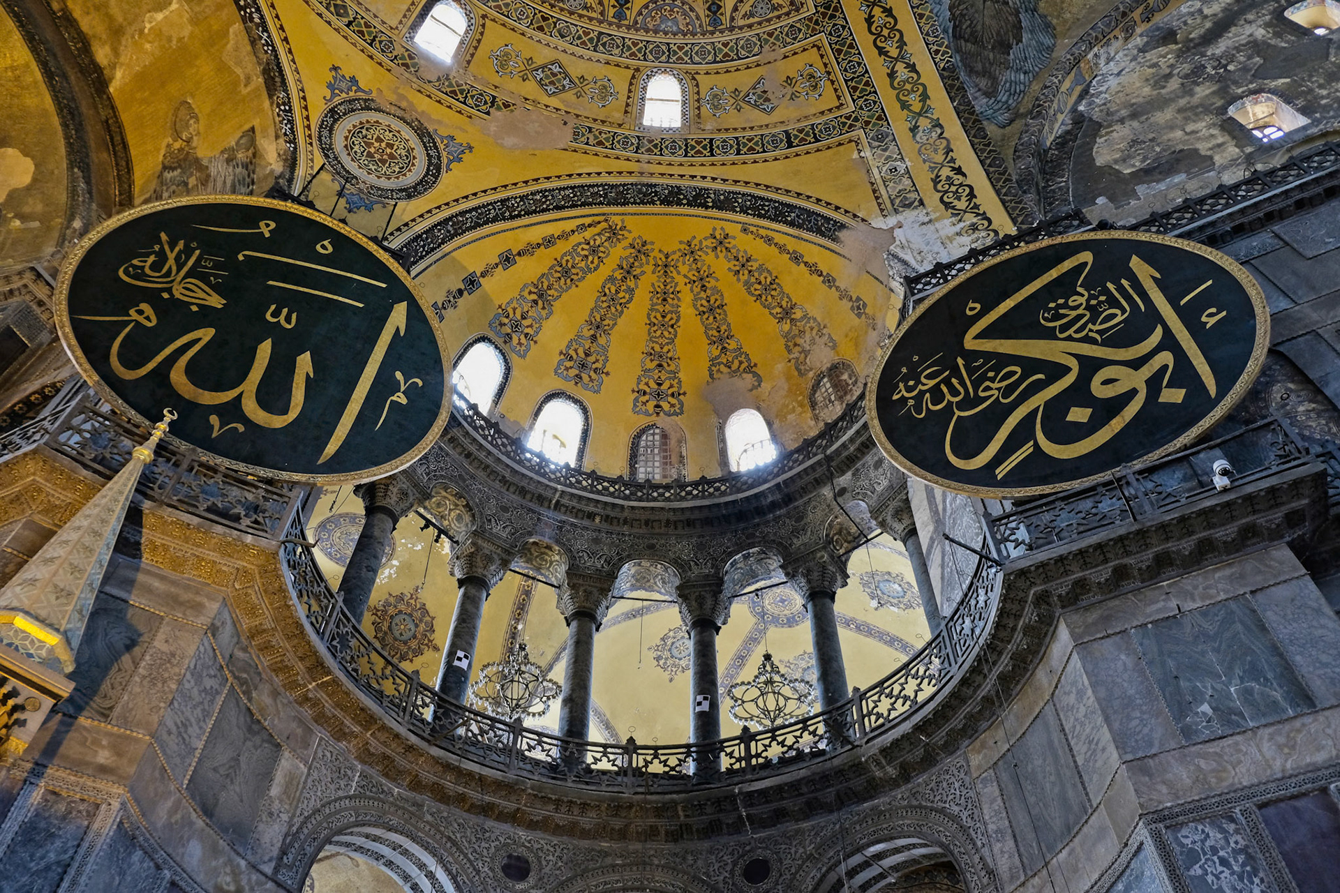 ISTANBUL, TURKEY - MAY 26 : Interior view of the Hagia Sophia Museum in Istanbul Turkey on May 26, 2018