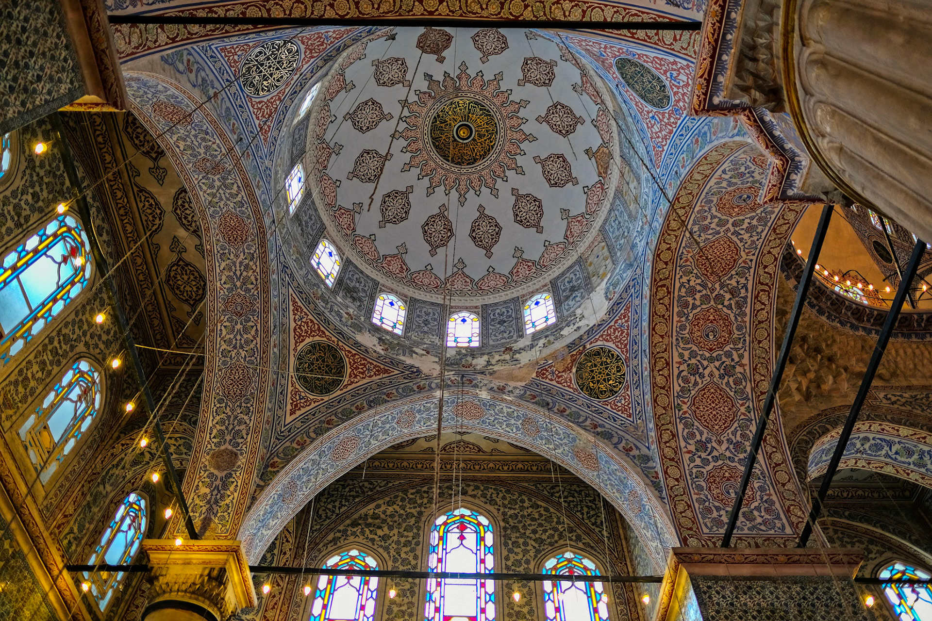 ISTANBUL, TURKEY - MAY 26 : Interior view of the Blue Mosque in Istanbul Turkey on May 26, 2018