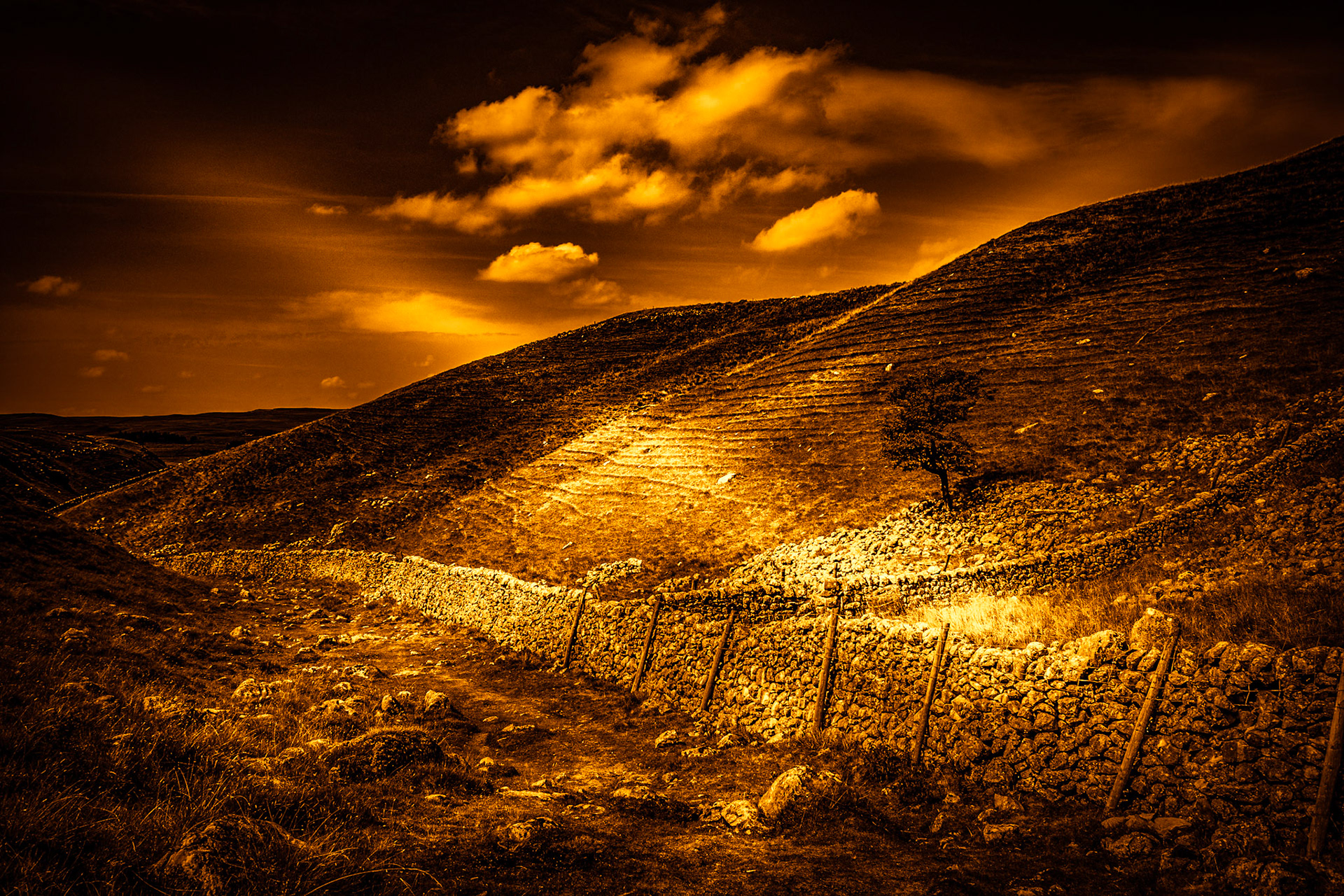 View of the countryside around the village of Conistone in the Yorkshire Dales National Park