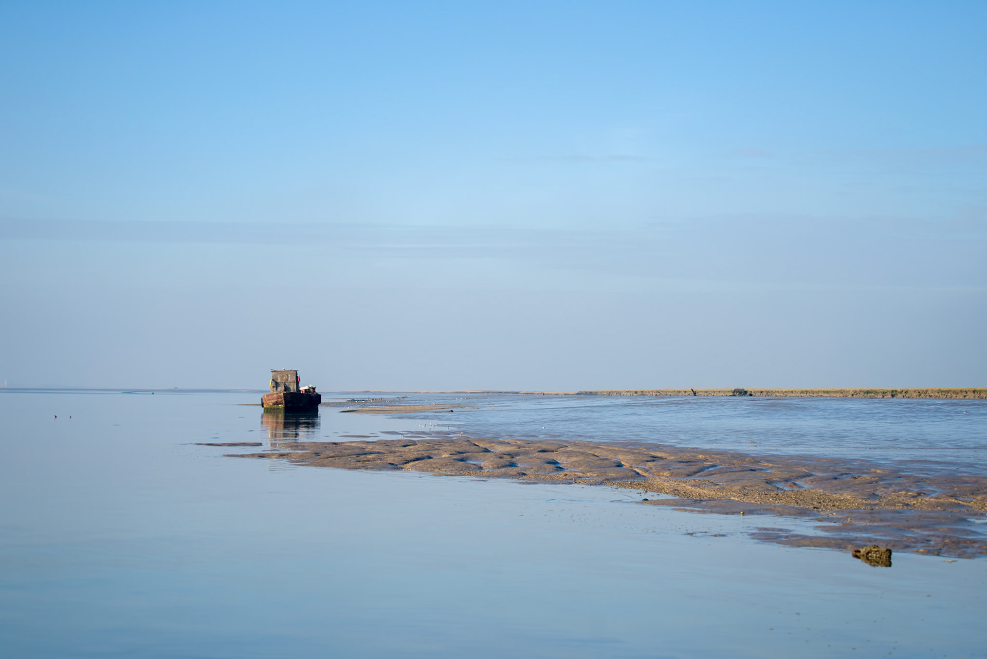 View of an Old Boat on the River Swale
