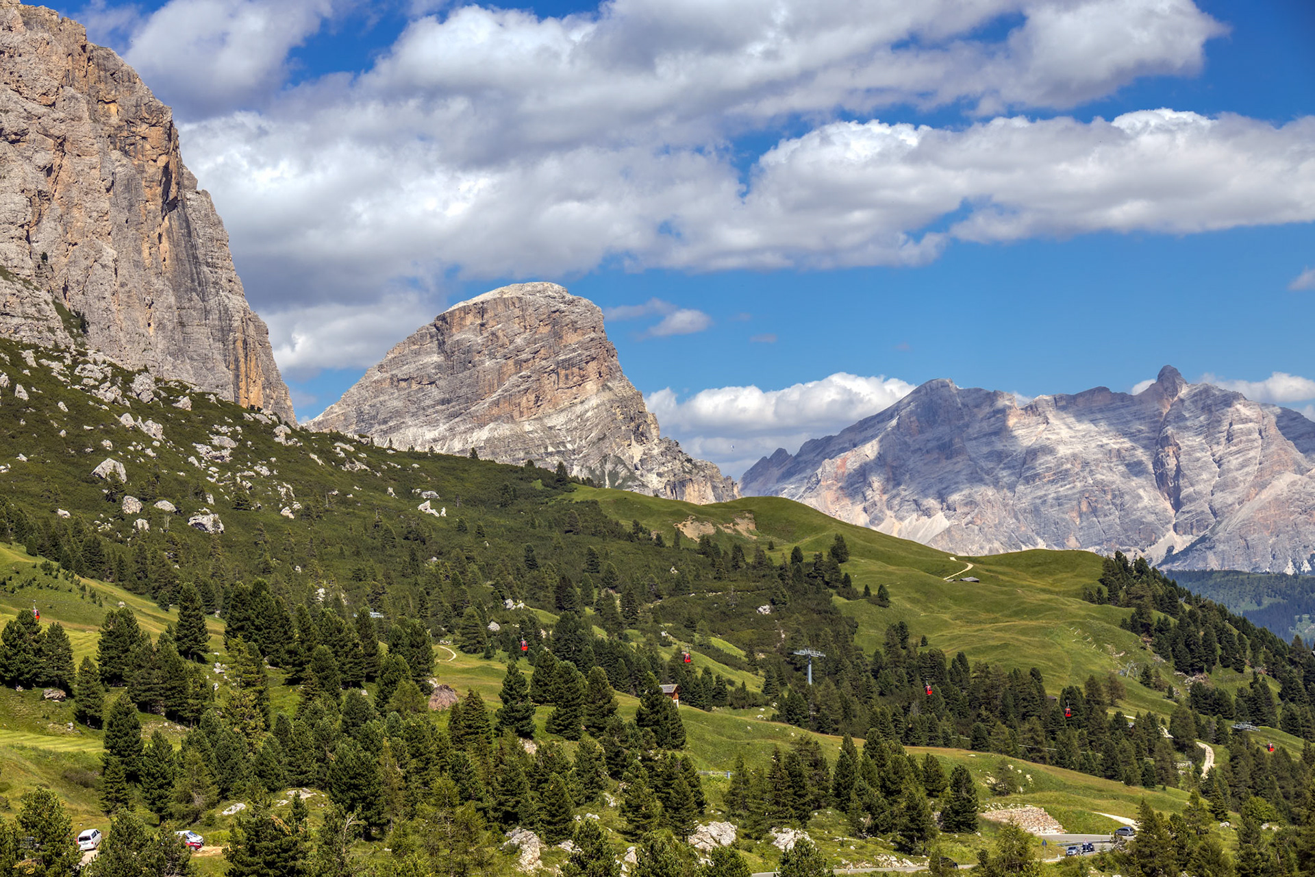 View of the Dolomites from Gardena Pass, South Tyrol, Italy