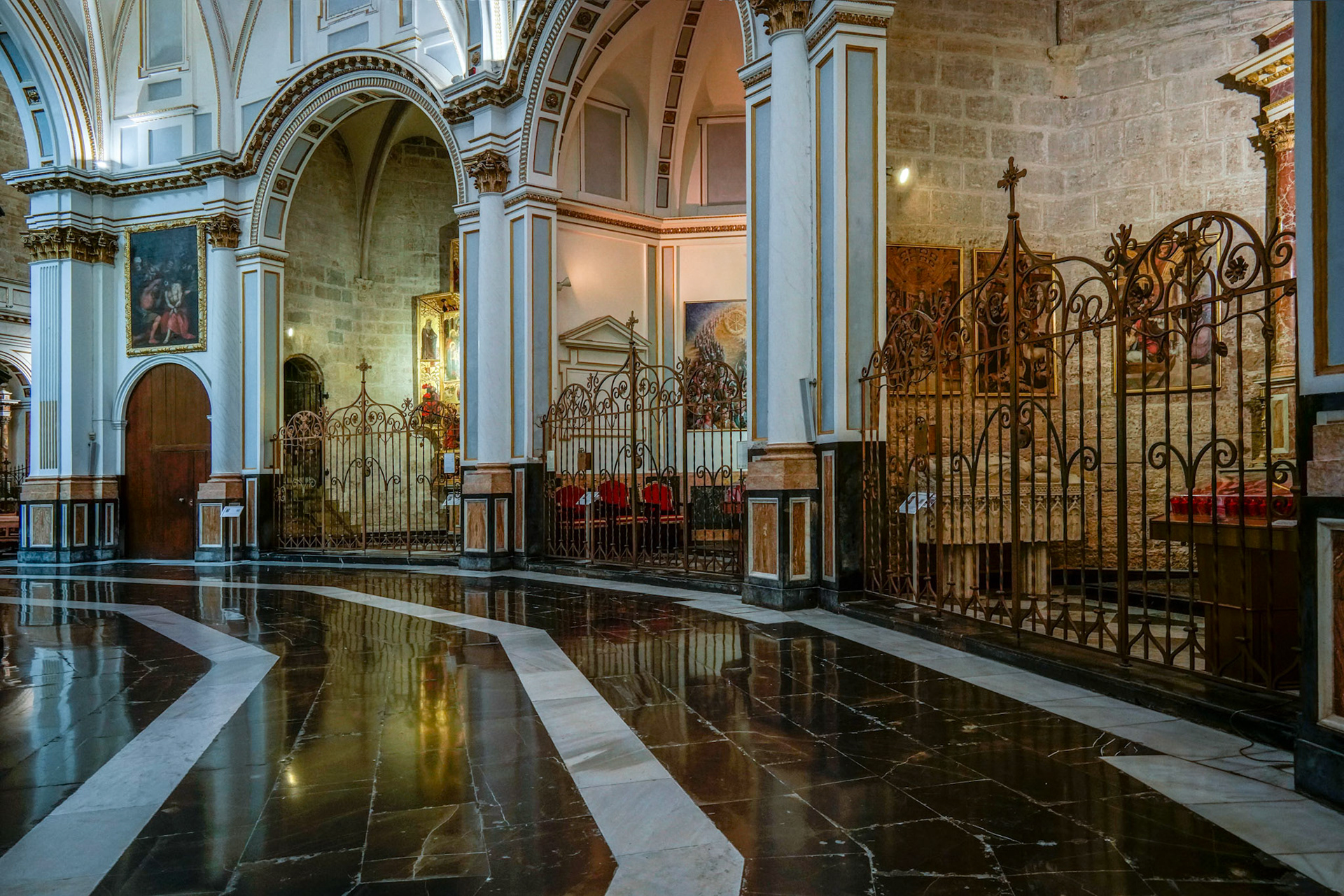 VALENCIA, SPAIN - FEBRUARY 27 :  Interior view of the Cathedral in Valencia Spain on February 27, 2019