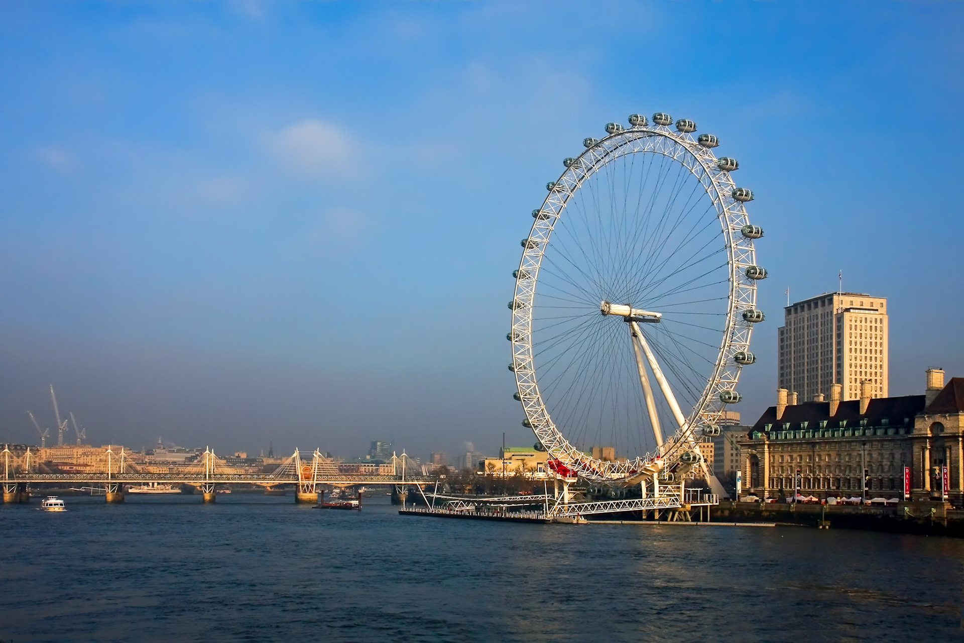 View along the River Thames towards the London Eye