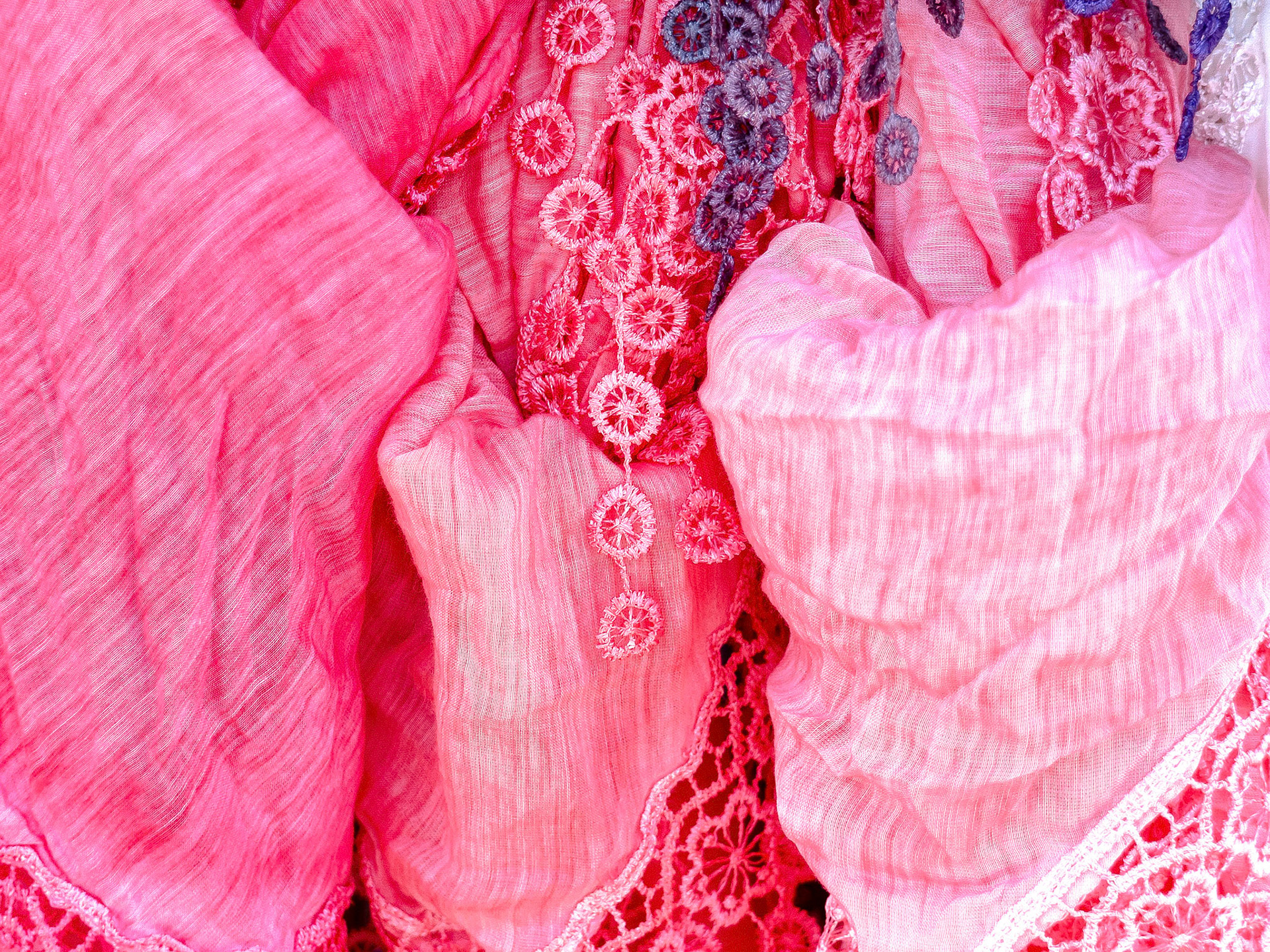 Silk Scarves on Display at a Market Stall in Fuengirola