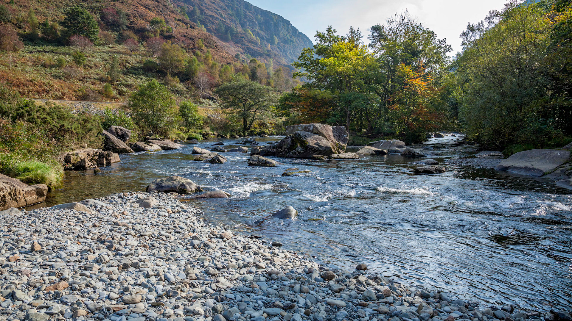 View along the Glaslyn River in Autumn