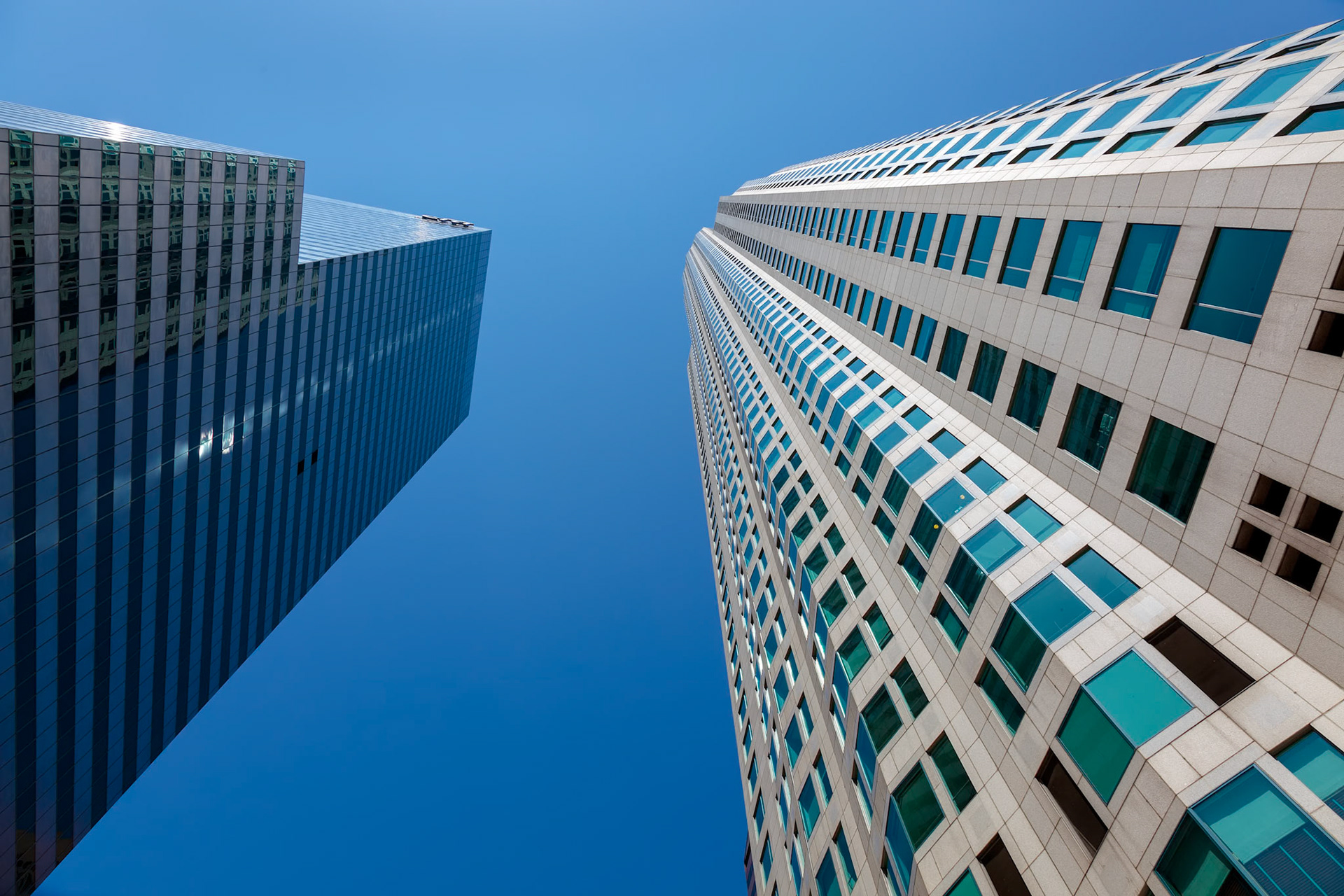 LOS ANGELES, CALIFORNIA, USA - JULY 28 : Skyscrapers in the Financial district of Los Angeles California on July 28, 2011